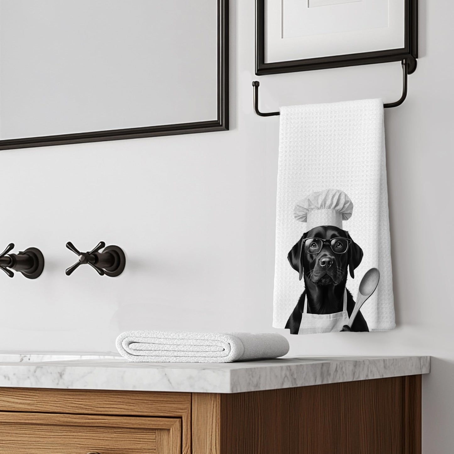 Funny Black Labrador Retriever Kitchen Towels, Black Lab Gifts Dish Tea Towels for Kitchen Decor, Gifts for Labrador Dog Lovers Hand Towels, 16x24 Inches BST202