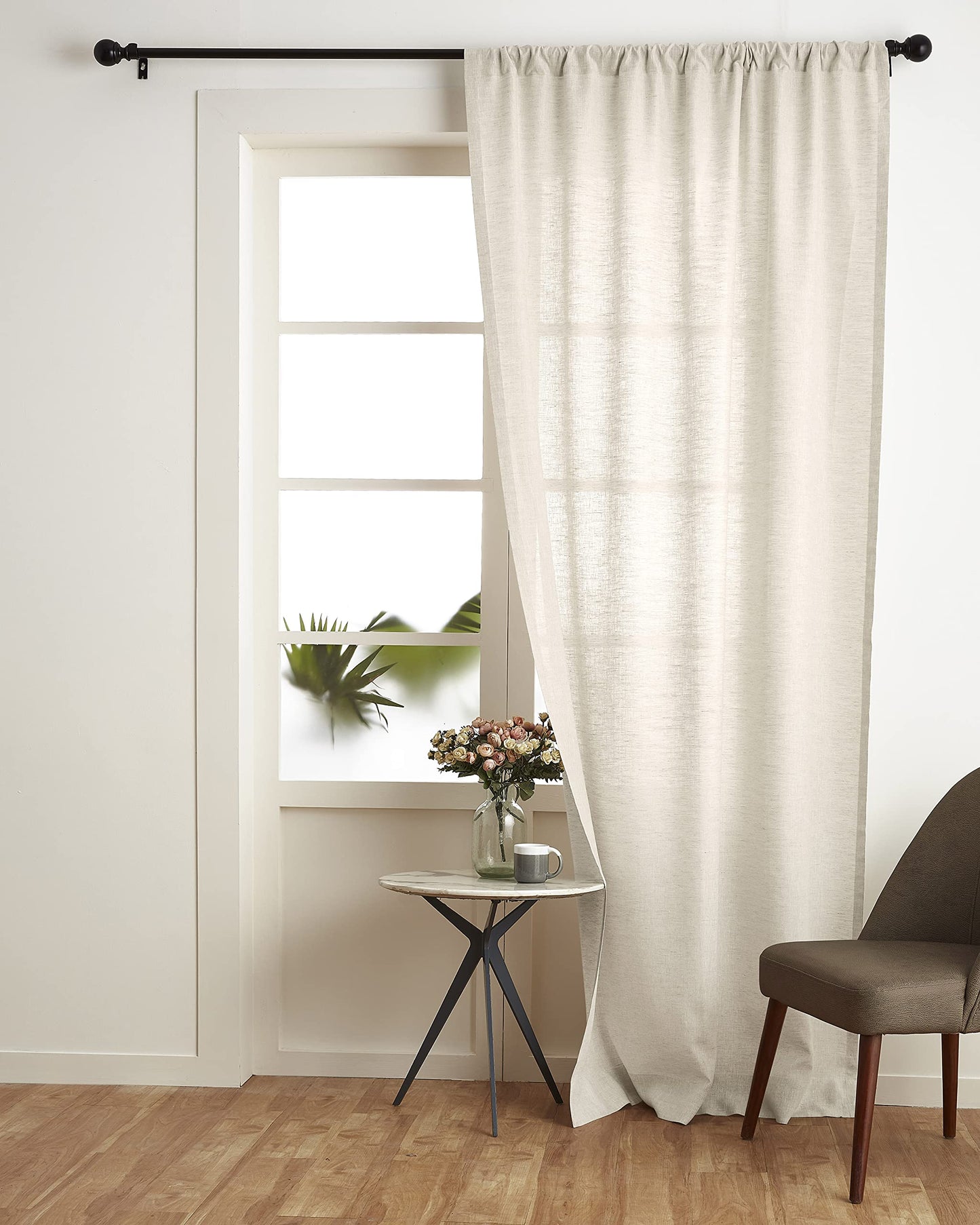 Solino Home 100% Pure Linen Curtain Panel Ivory, Linen Curtain 52 x 54 in | Drapery Panels a light filtering panel for any room, handwoven textured linen, rod pocket top, OEKO-TEX Certified, gift ready BST326SOLH