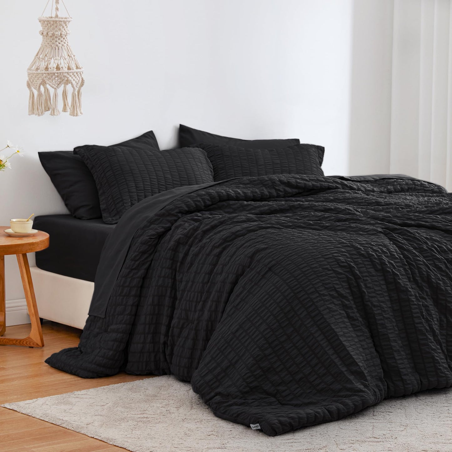 Love's cabin Seersucker Terracotta Twin Comforter Set, 5-Piece All Season Lightweight Bed in a Bag Bedding Set with Comforter, Flat Sheet, Fitted Sheet, Pillowcase and Sham BST326H