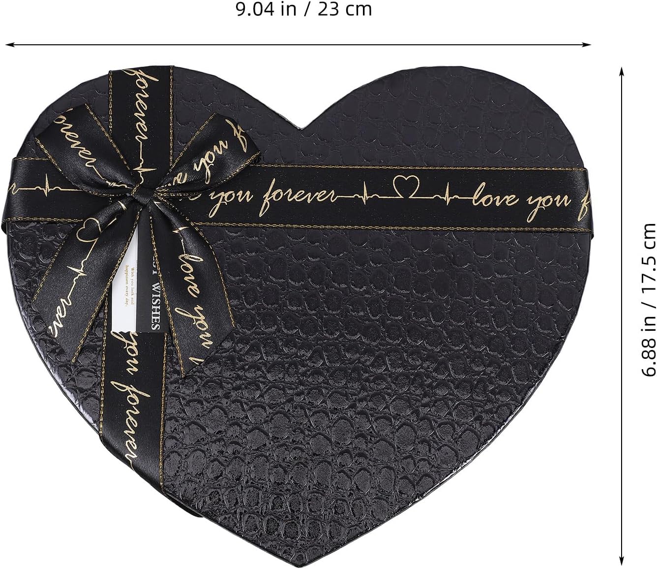 SHINEOFI Black Heart Shaped Box Valentine's Day Mother's Day Wedding Birthday Present Box for Jewelry Chocolates Flowers Packaging 9.06X6.89X3.54 Inches BST326H