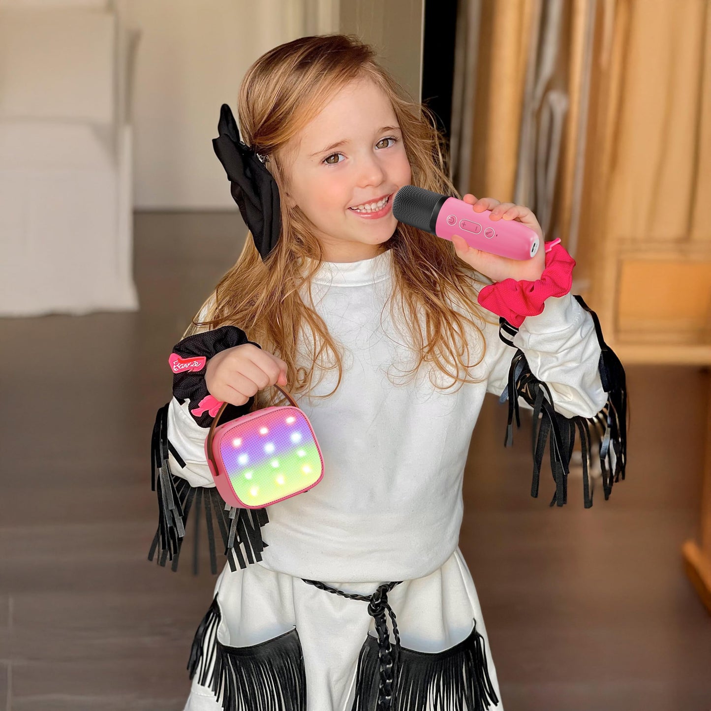 YLL Karaoke Machine for Kids, Portable Mini Speaker with 2 Wireless Microphones, TOP Kids Gifts for Girls Ages 3, 4, 5, 6, 7, 8, 9, 10+ Years Old, 4-12th Birthday Singing Present Toy Party (Purple)