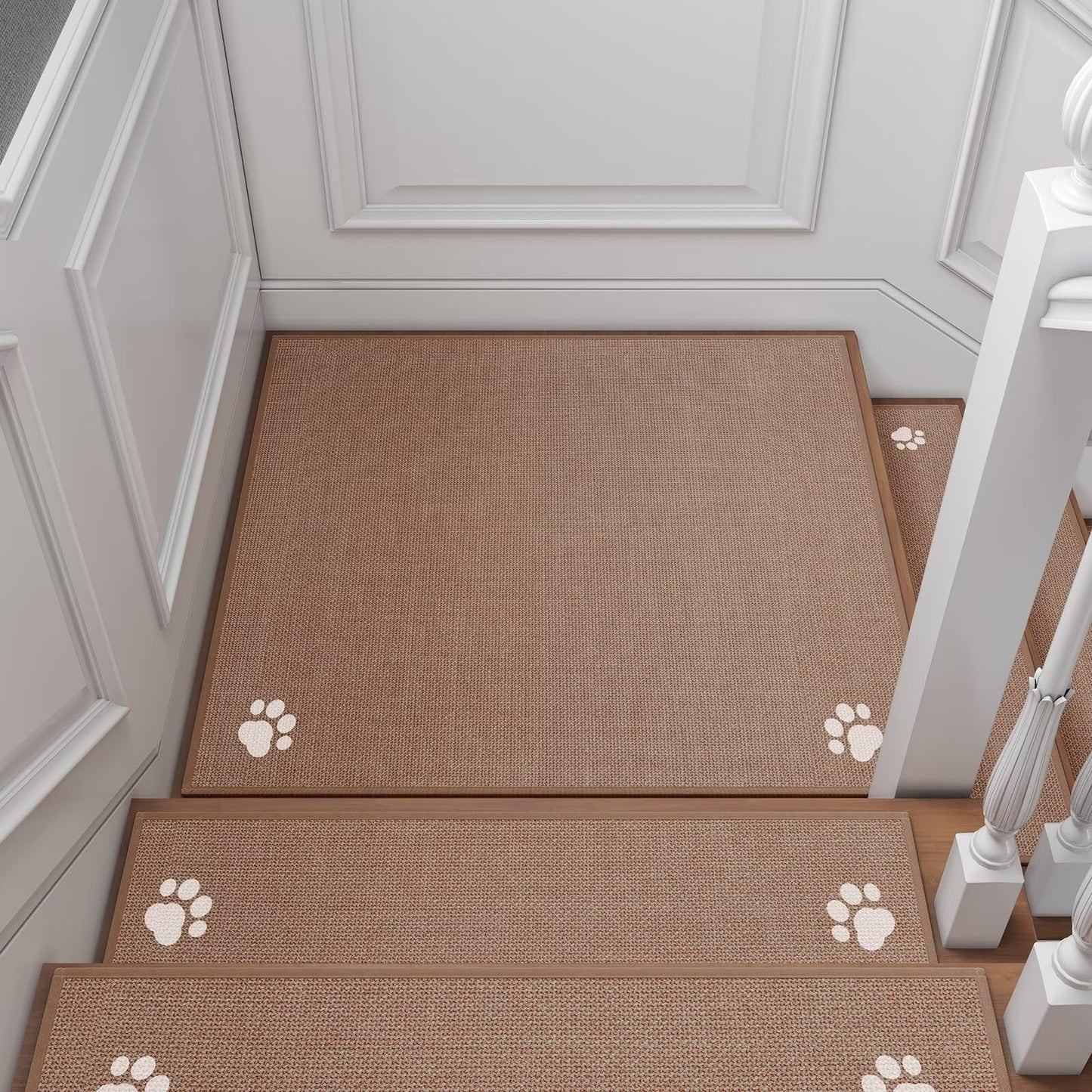 YDKGL Stair Treads Non Slip Indoor 4PCS, Rubber Backing Stair Runner Rugs for Wooden Steps, Residue Free Stair Carpet Treads for Kids Elders and Pets, Machine Washable Stair Mats, Gray, 8" x 30" WN420