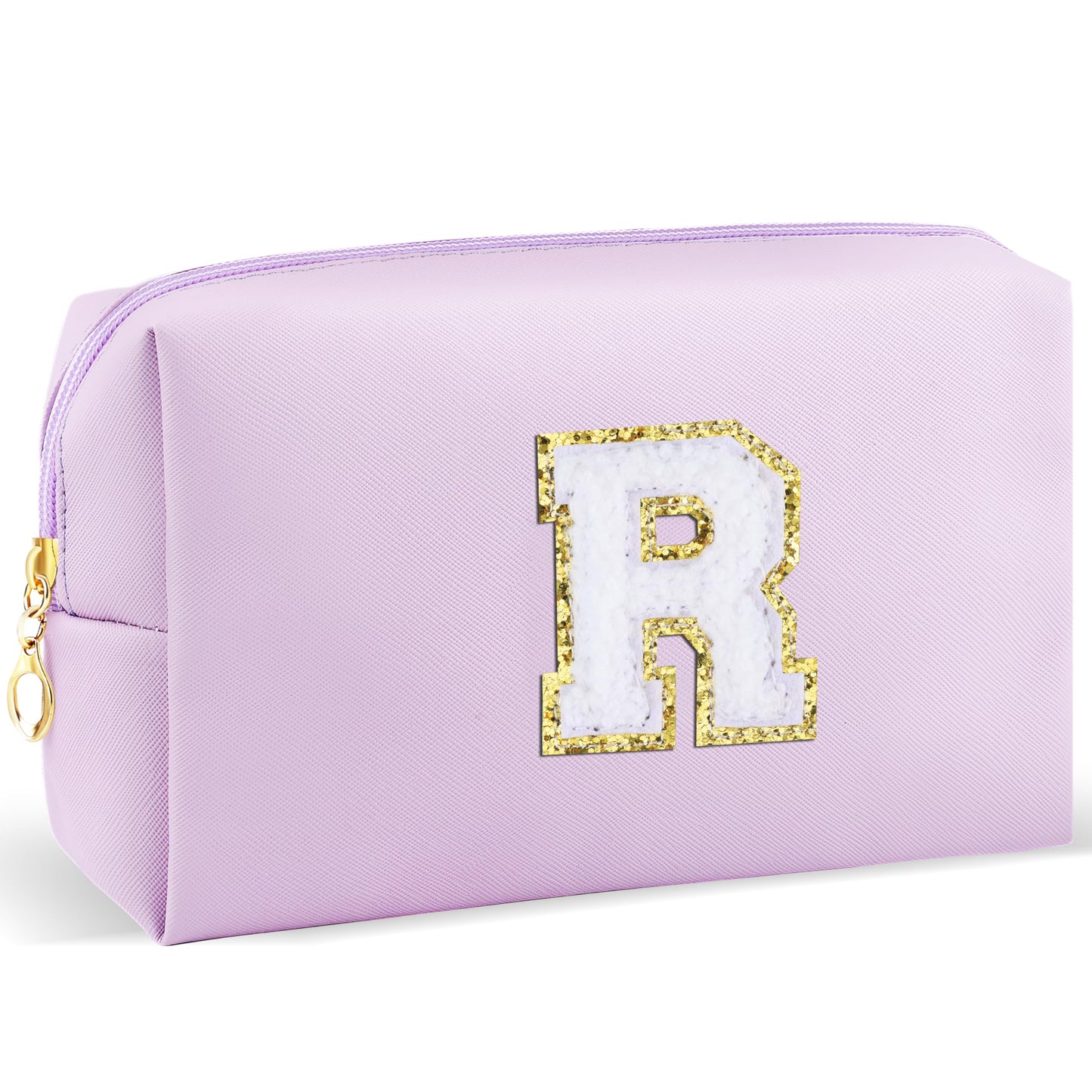 URSKYTOUS Gifts for Girls Initial Makeup Bag Personalized Cosmetic Bag with Zipper Cute Travel Toiletry Bag Waterproof PU Preppy Makeup Pouch Birthday Gift for Teen Girls Women(Blue P) BST326L