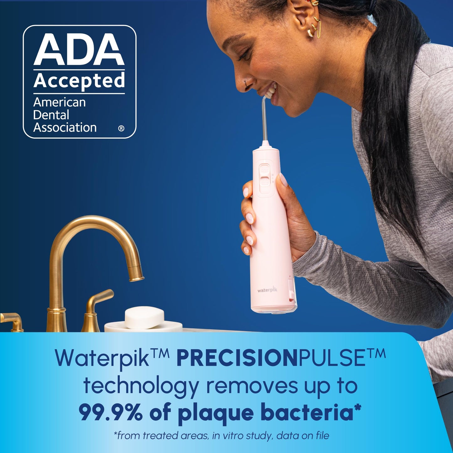 Waterpik Cordless Pulse 3100 Rechargeable Portable Water Flosser for Teeth, Gums, Braces Care and Travel with 2 Flossing Tips, Waterproof for Shower Use, ADA Accepted, WF-20 White, Amazon Exclusive DD1210