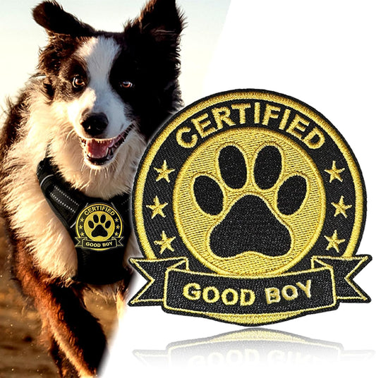 Certified Good Dog Harness Patches 3" Embroidered Funny Hook and Loop Backing Certified for Backpacks, Hats, Bags,Dog Harness, Vests BST326L