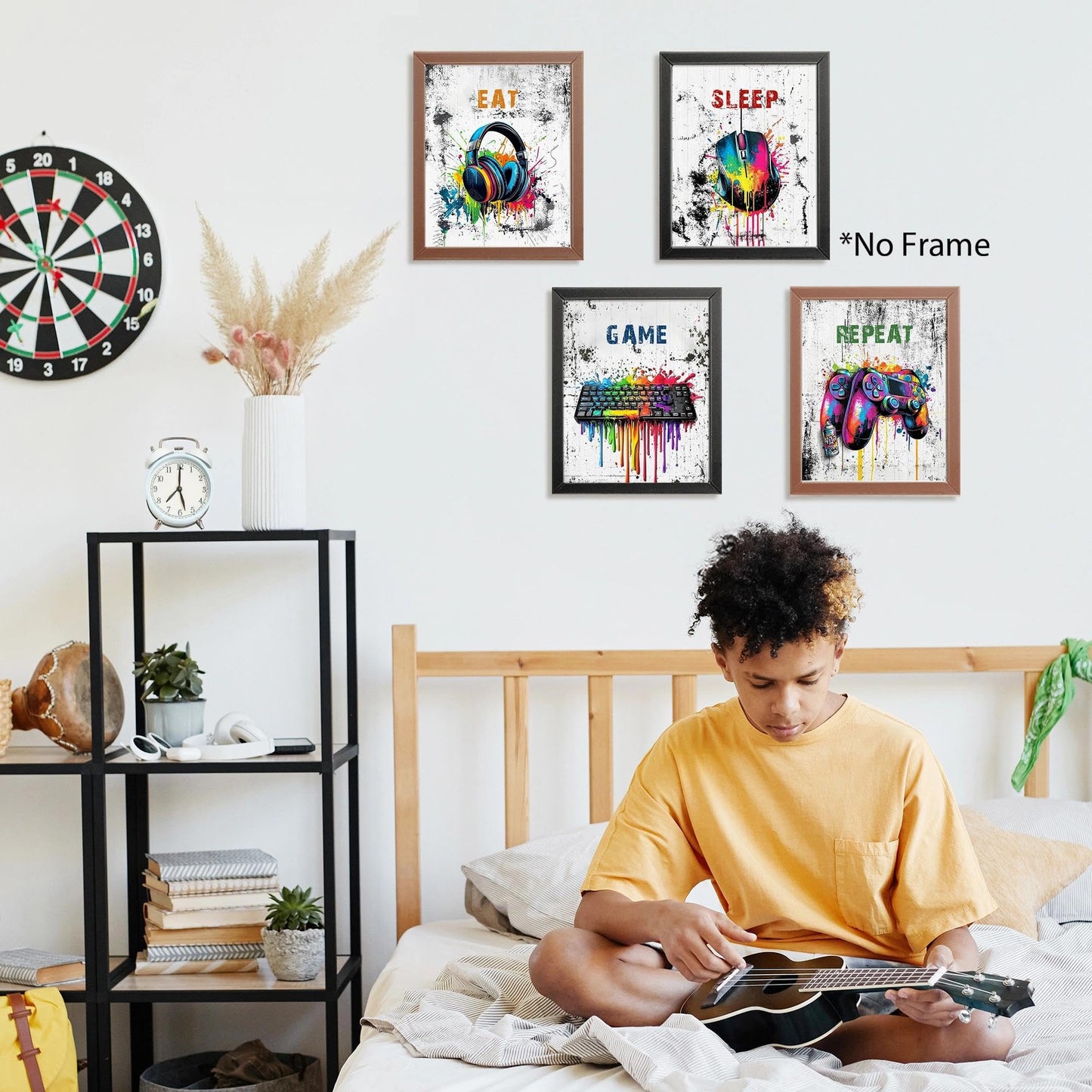 Retro Video Game Gaming Poster Prints for Home Boys Room Playroom Decor,Black And White Video Game Decorations Prints Wall Art Unframed 4pcs 8x10inches,Gift for Gamer Boys Gaming Love (8×10 inc) BST220