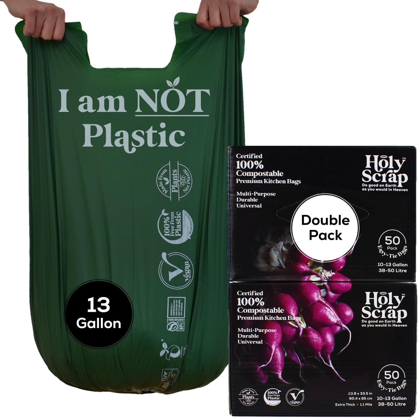 Small Compostable Trash Bags - 2.6 Gallon, 100 Pack, 100% Plastic-Free Decomposing Kitchen Food Waste Trash Can Bags & Liners, Thick Countertop Garbage, Bathroom & Bio Bin Bags