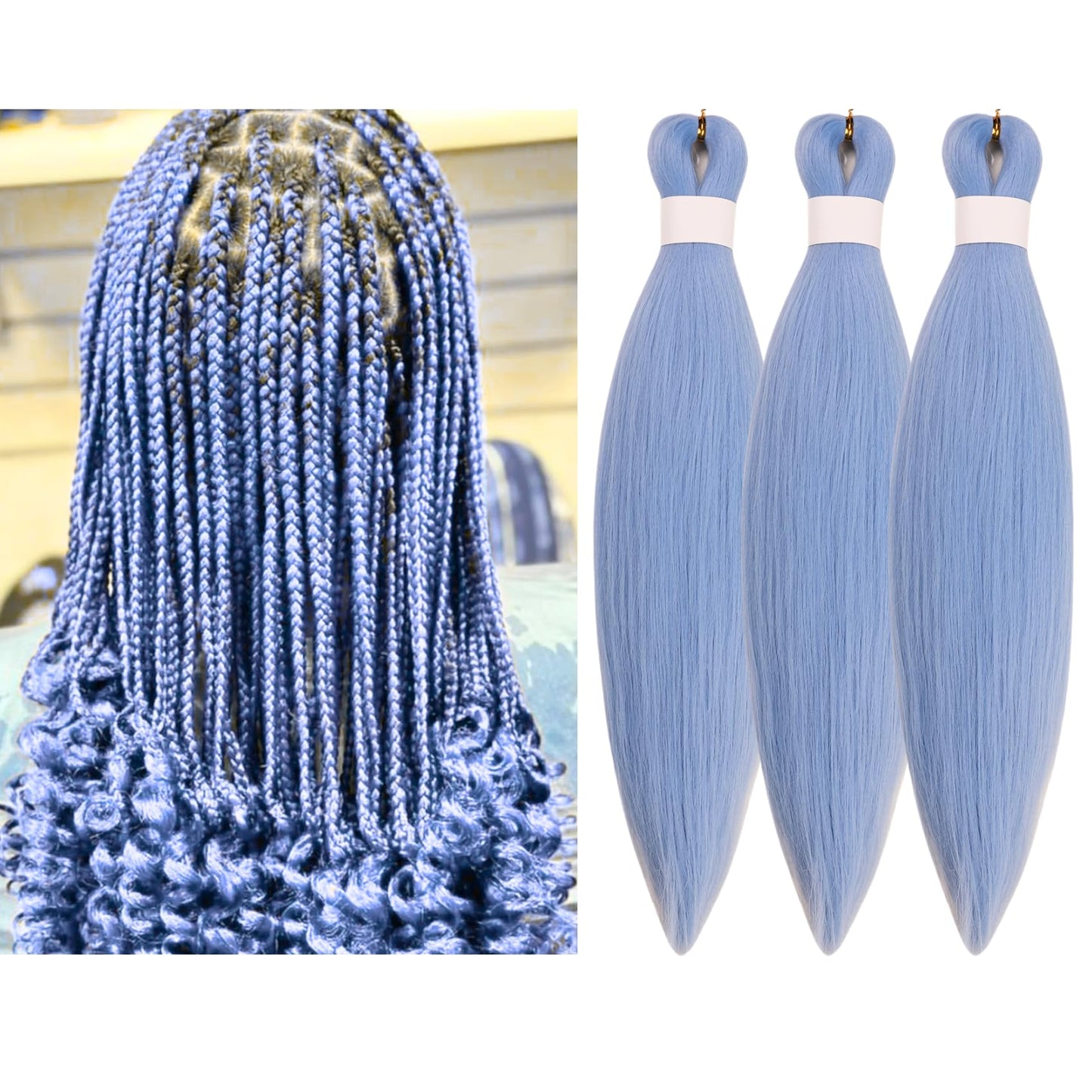 Purple Braiding Hair Pre stretched Knotless 26 inch | Hypoallergenic Synthetic Purple Prestretched Ez Braid Knotless Itch Free Soft Yaki Texture Hot Water Setting WN420