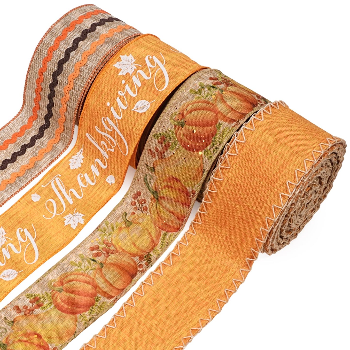 LaRibbons Easter Ribbon Wired 4 Rolls 2.5 Inch x 24 Yards TTL, Orange Carrot Bunny Ribbons for Baskets, Striped Wide Easter Ribbon for Crafts Spring Wreath Gift Wrapping Bow Decoration BST326H