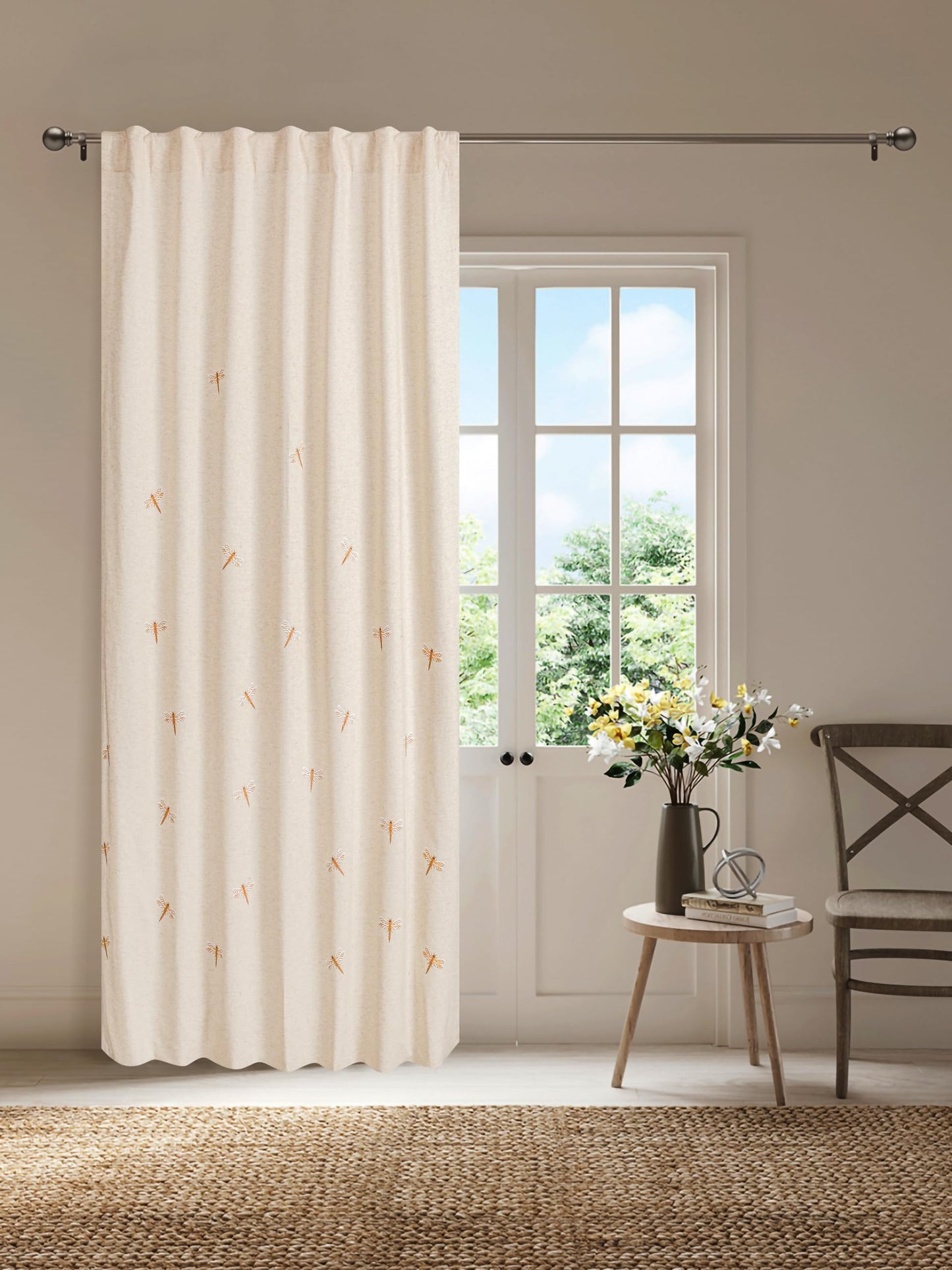 Bedding Craft Curtains 63 Inch Length - White Poly Cotton Slub Drapes with Tab Top, Set of 2, Ideal for Bedroom, Living Room, and Office_ 50x63 inch BST220