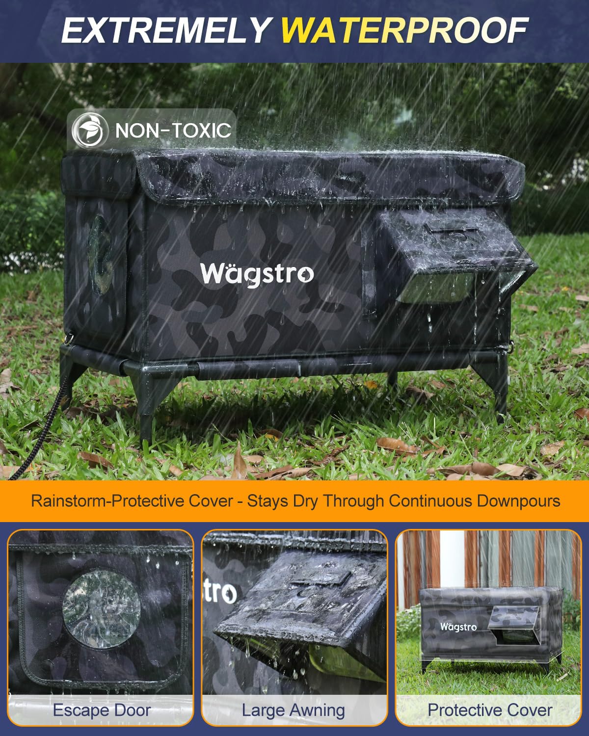 Heated Cat House for Outside, Insulated Weatherproof Heated Outdoor Cat House with Waterproof Eaves & Escape Door, Elevated Outdoor Cat Shelter for Feral Stray Cat (Green, 16.5"x13"x16.9")