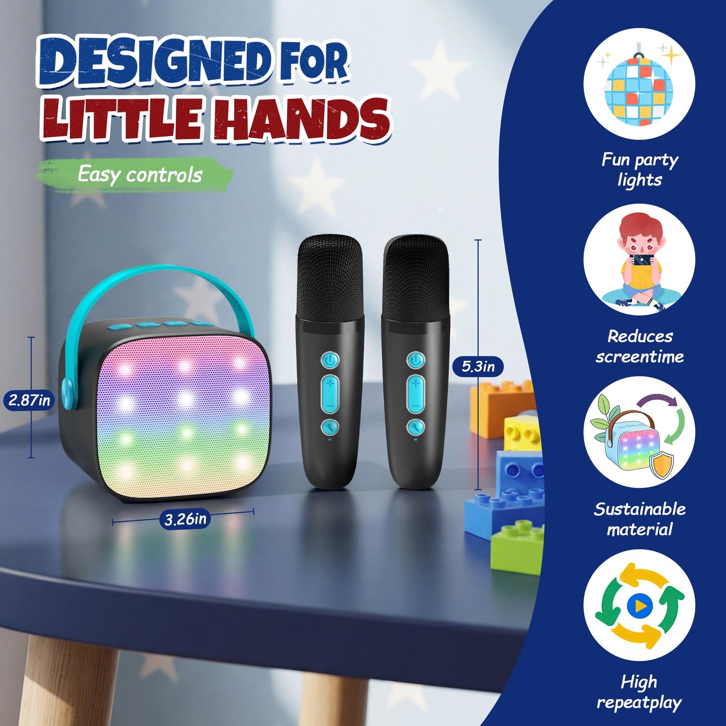 YLL Karaoke Machine for Kids, Portable Mini Speaker with 2 Wireless Microphones, TOP Kids Gifts for Girls Ages 3, 4, 5, 6, 7, 8, 9, 10+ Years Old, 4-12th Birthday Singing Present Toy Party (Purple)