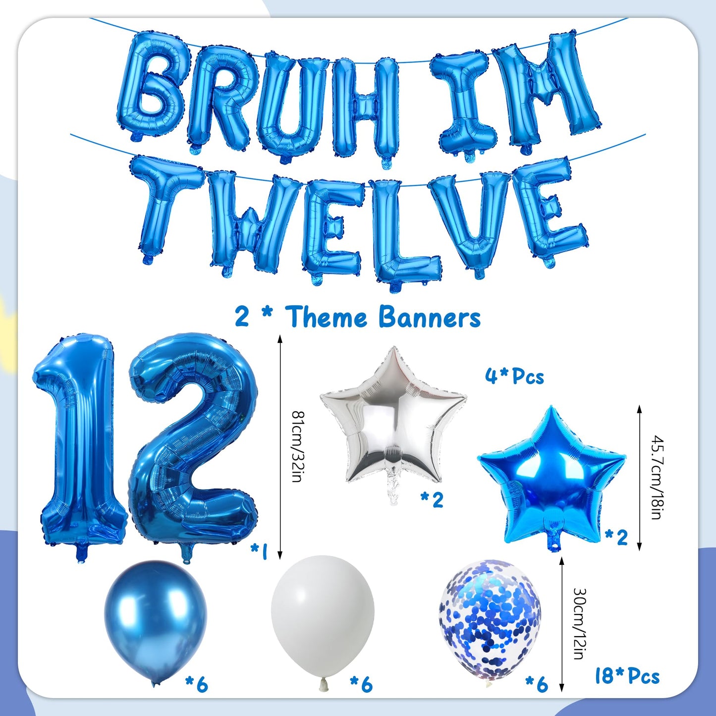9th Birthday Decoration Balloon Banner - 33 Pcs Blue Bruh Im Nine Letter Banners Number 9 Star Foil Latex Balloons for Boys And Girls Happy Birthday Celebration Party Decor Supplies BST326L
