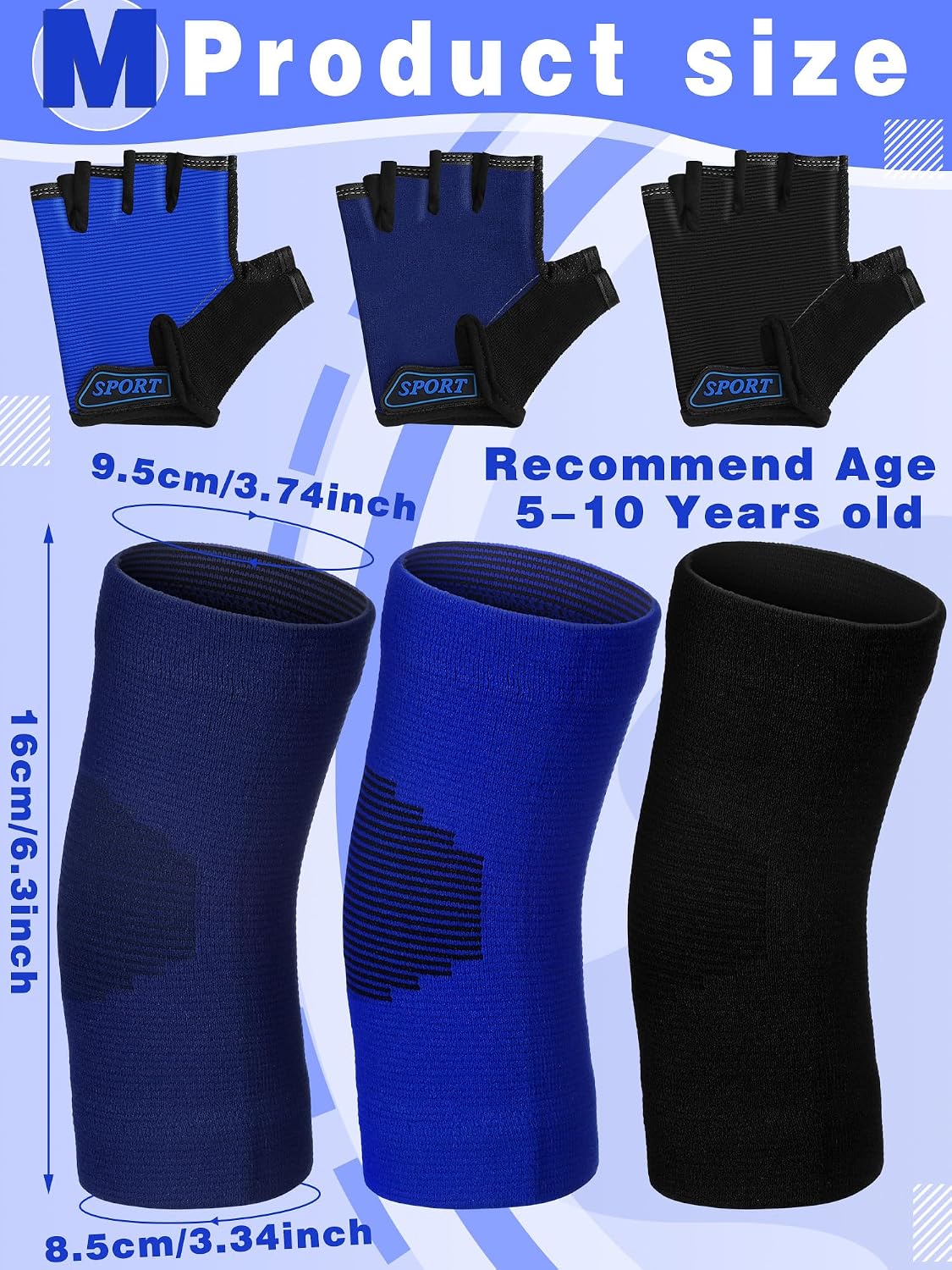 Chicingyou 6 Pairs Skating Protective Gear Kids Sports Elbow Pads Set for Teens Boys Girls Youth for Biking, Cycling, Skiing, Volleyball, Cycling WN420