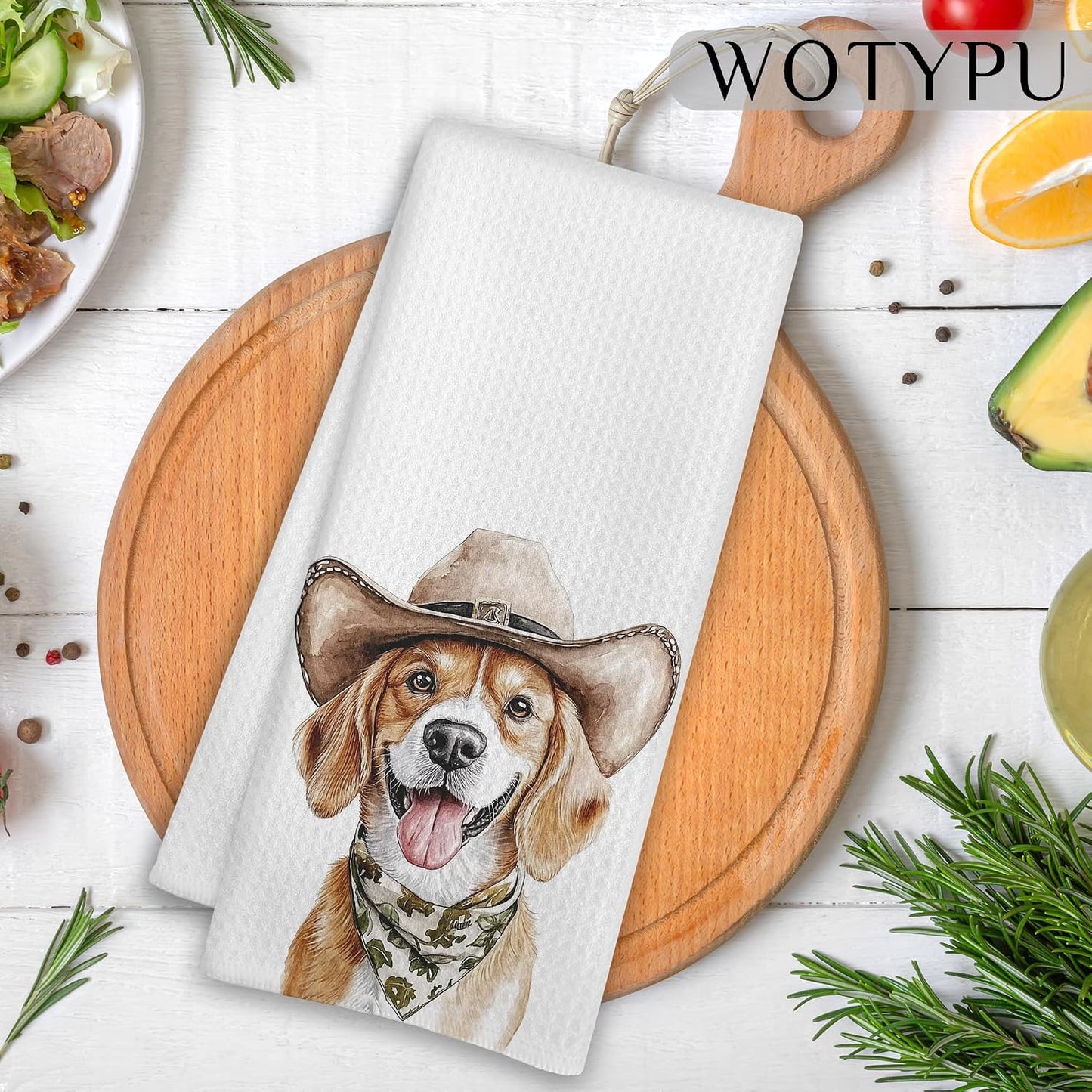 Beagle Gift Kitchen Towels, Beagle Lover Gifts Dish Tea Towel for Kitchen Decor, Funny Western Dog Hand Towels for Bathroom Decor, 16x24 Inch BST326L