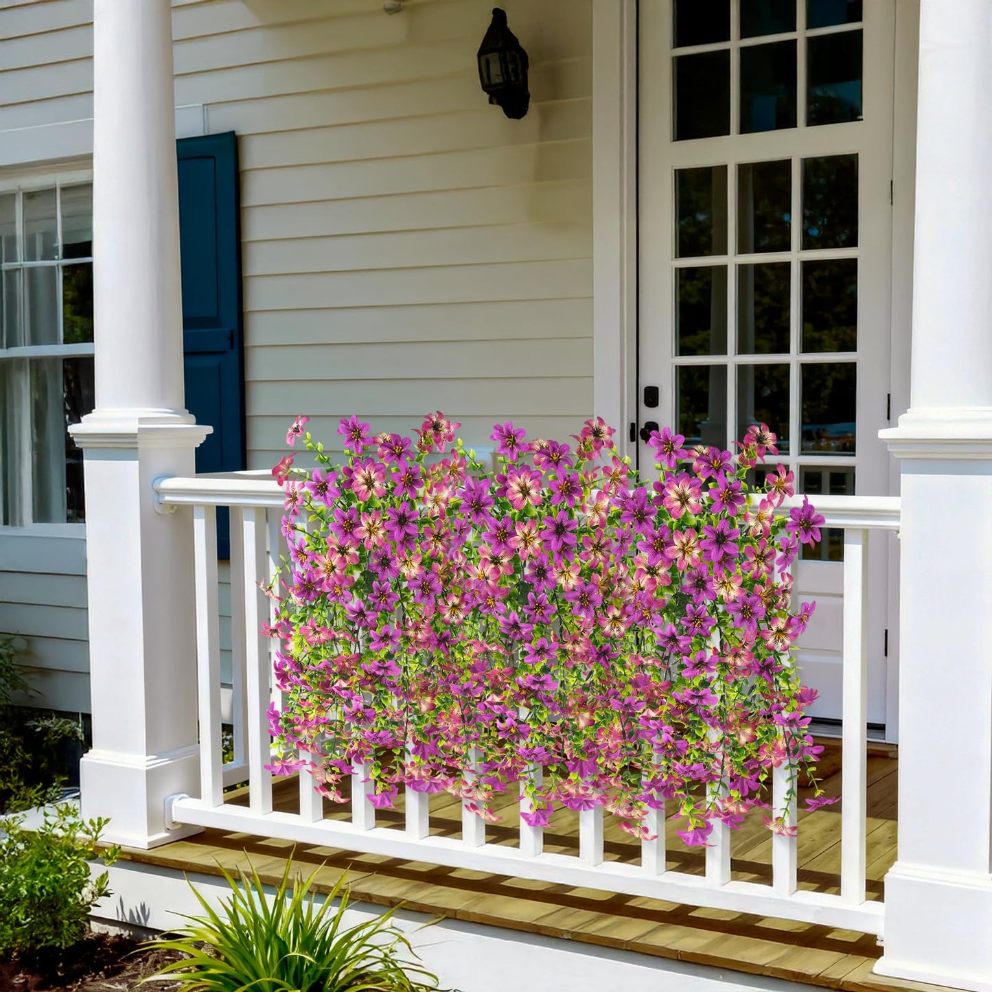 Artificial Flowers for Outdoor Faux Flowers for Plant Pot Spring Decoration | 2 Pcs Faux Hanging Plants UV Resistant Look Real Outside Home Garden Porch Patio Entrance Courtyard Decor BST326H