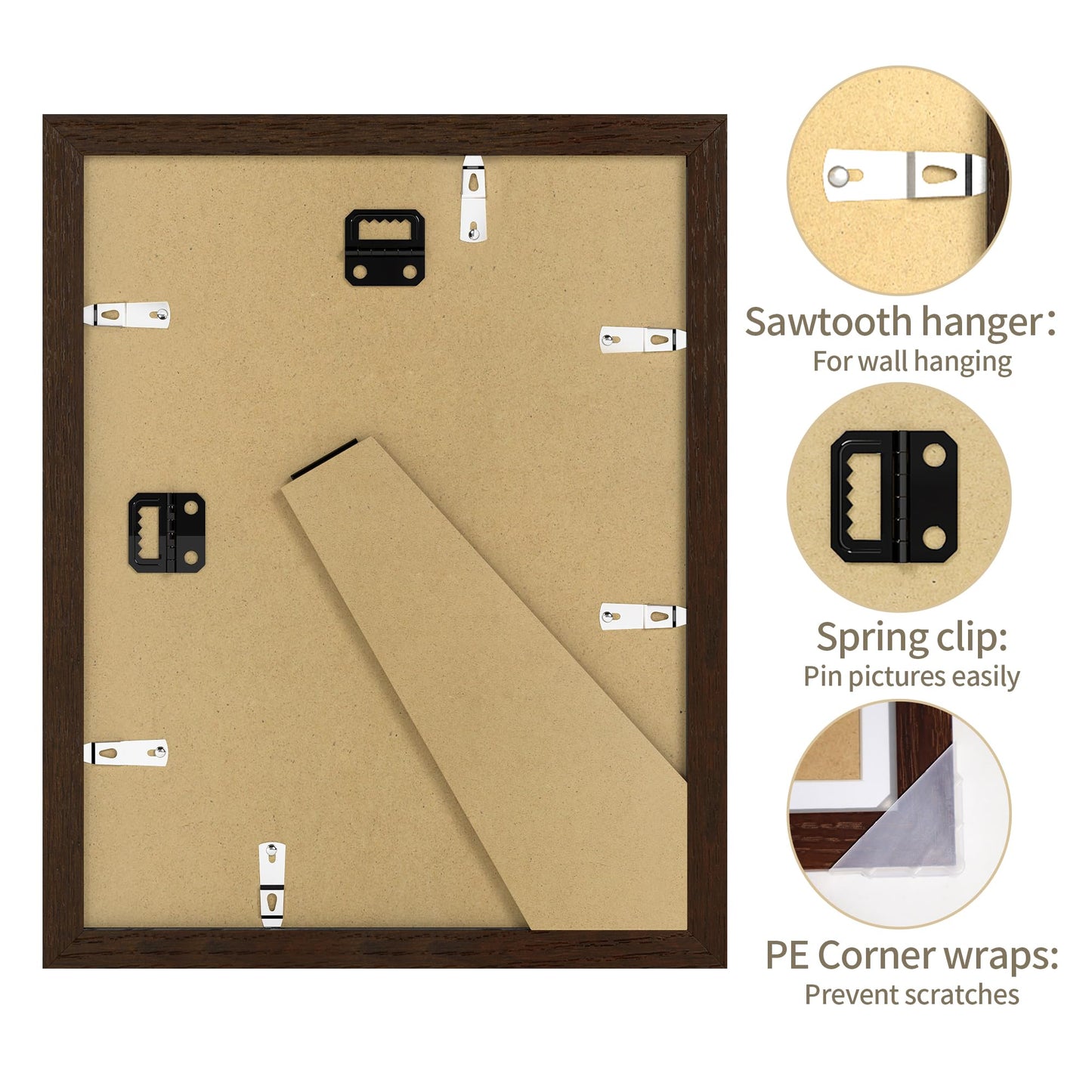 YESKAY 12x16 Picture Frame - 12 x 16 Photo Frame Made of Solid Oak Wood and Real Glass,Display Picture 4 Opening 5x7 with Mat or 12x16 Without Mat for Wall Mounting(Color Walnut) BST326H
