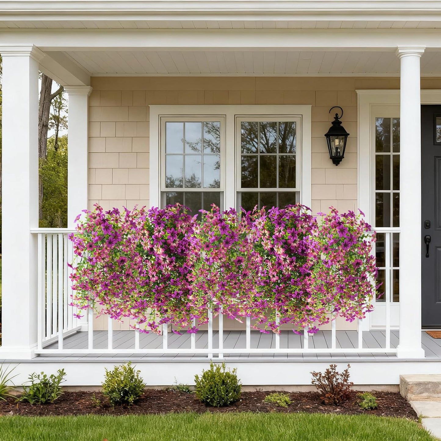 Artificial Flowers for Outdoor Faux Flowers for Plant Pot Spring Decoration | 2 Pcs Faux Hanging Plants UV Resistant Look Real Outside Home Garden Porch Patio Entrance Courtyard Decor BST326H