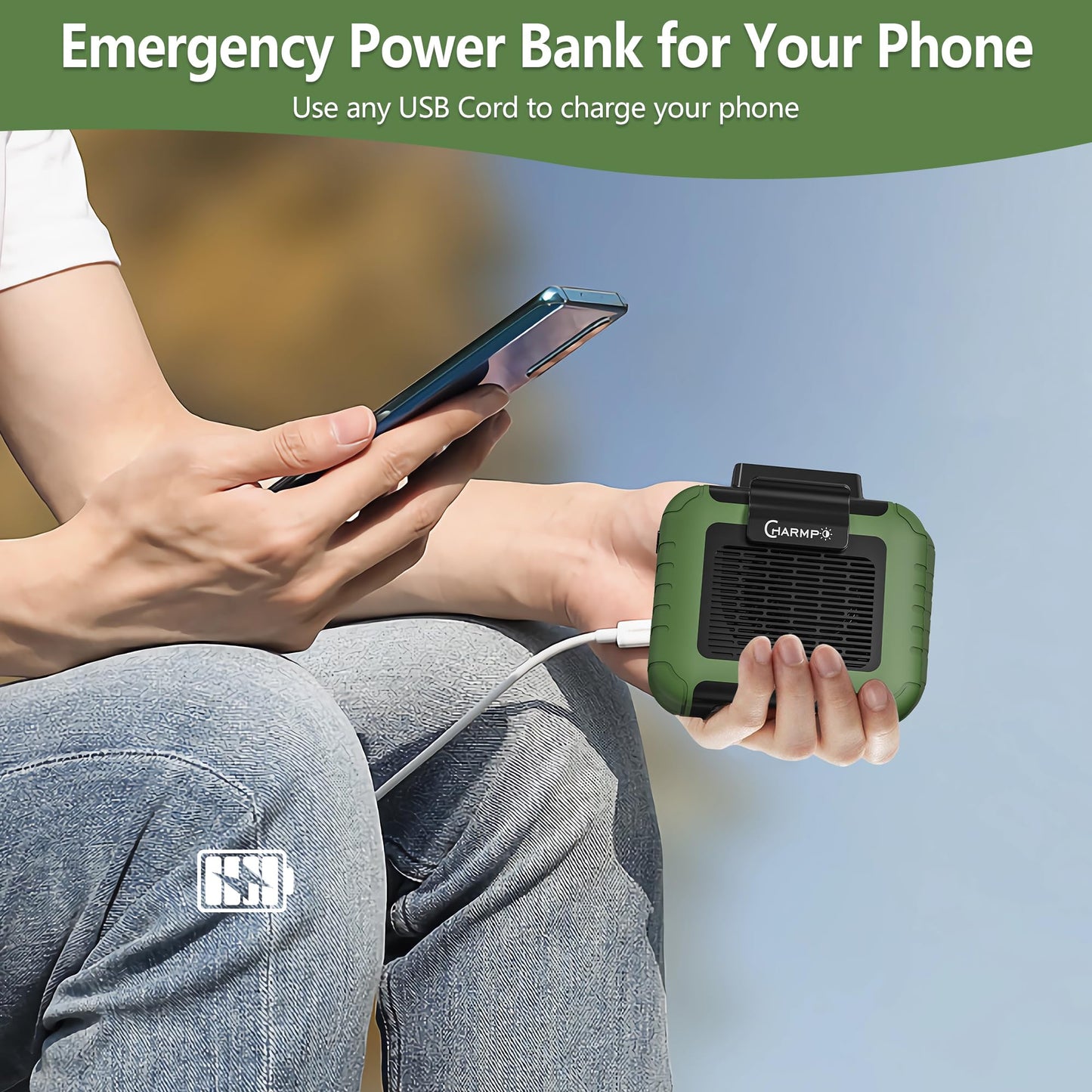 Portable Waist Fan - 6000mAh Battery, 3 Speeds, Strong Airflow, Up to 16 Hours Working Time, Portable Hands-Free Cooling Belt Clip Fan for Construction Workers, Couriers, and Campers BST202