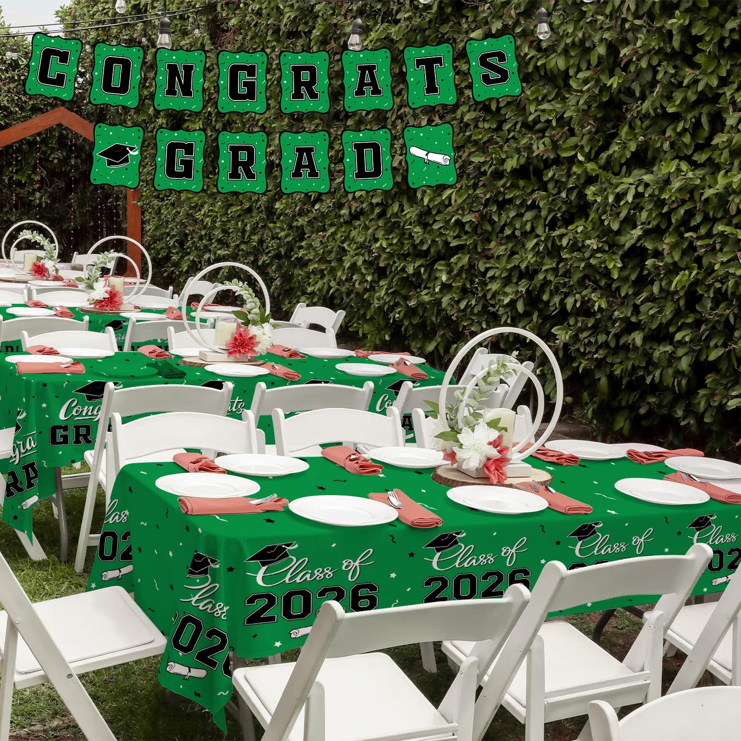 Gatherfun 2026 Graduation Decorations : 2-Pack Congrats Grad Disposable Tablecovers - Class of 2026 Red Themed Table Cloths, for Graduation Party Supplies & Graduation Backdrop, 54" X 108" BST326L