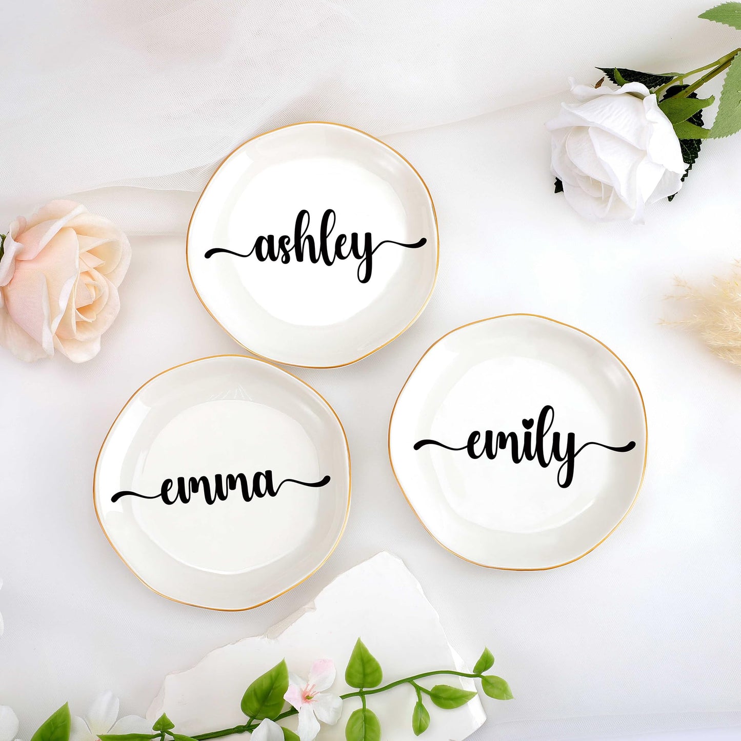 JoycuFF Initial B Ceramic Jewelry Tray, Bridesmaid Bride Gifts, Mothers Day Christmas Anniversary Engagement Birthday Gifts for Women Couples, Trinket Dish for Rings Earrings Necklaces Bracelets Keys BST202