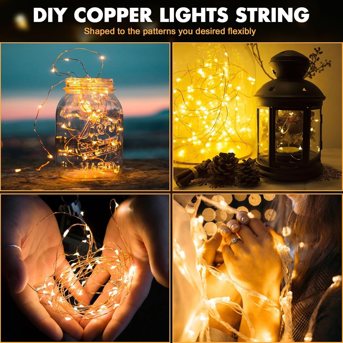 Fairy Lights 33FT 100 LED Fairy String Lights Battery Operated with Remote, 8 Modes Outdoor Waterproof Led Twinkle Lights for DIY Party Wedding Christmas Decoration Warm White WN420
