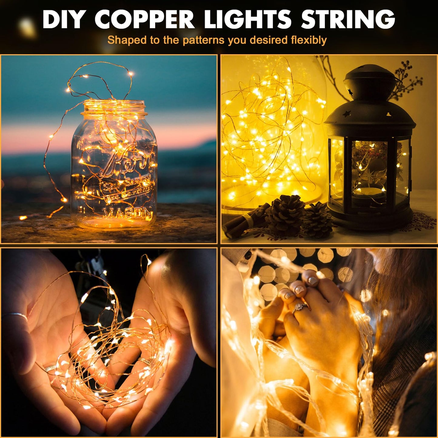 Fairy Lights 33FT 100 LED Fairy String Lights Battery Operated with Remote, 8 Modes Outdoor Waterproof Led Twinkle Lights for DIY Party Wedding Christmas Decoration Warm White WN420