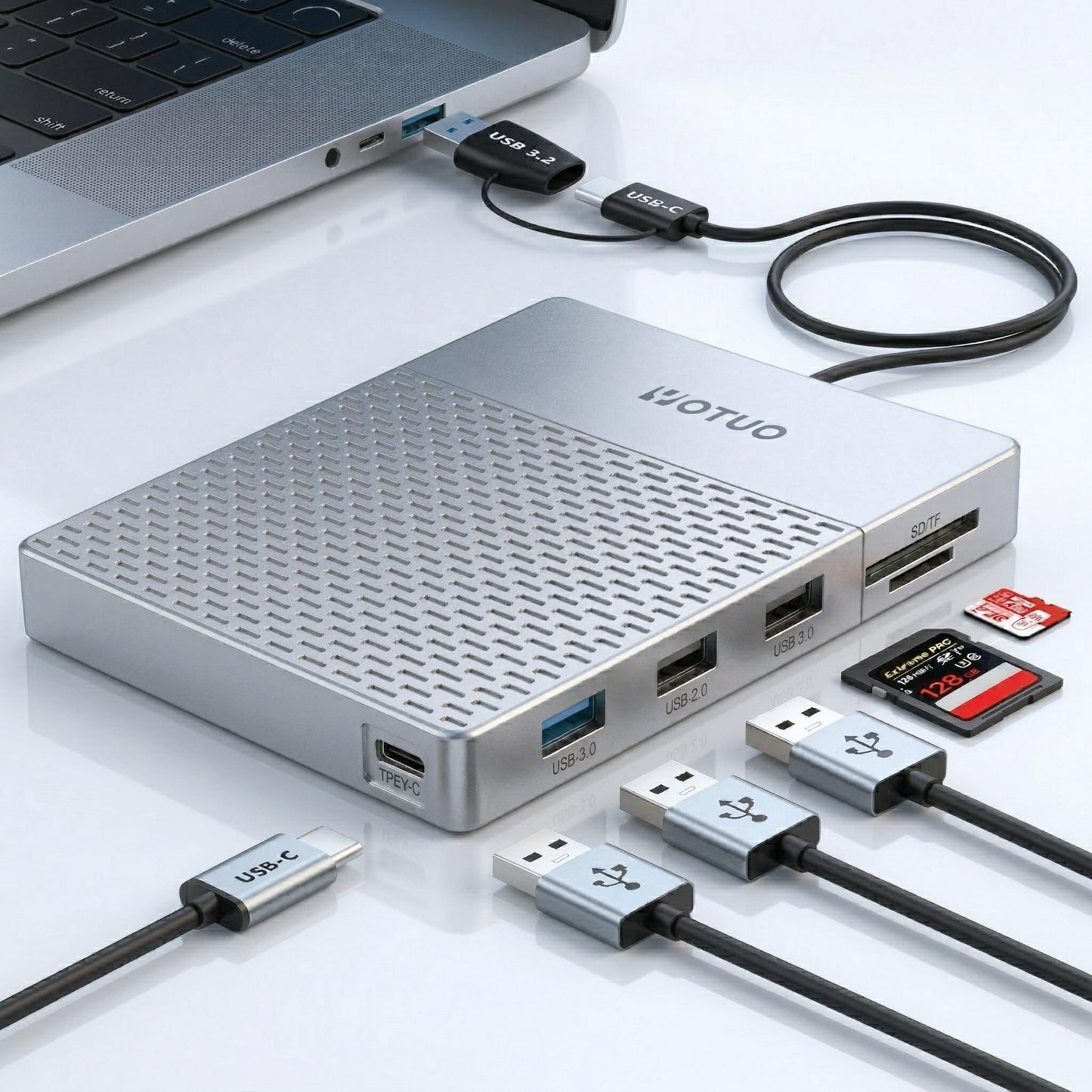 YOTUO 1TB External Hard Drive, USB C Multiport Hub HDD 7-in-1 RD12