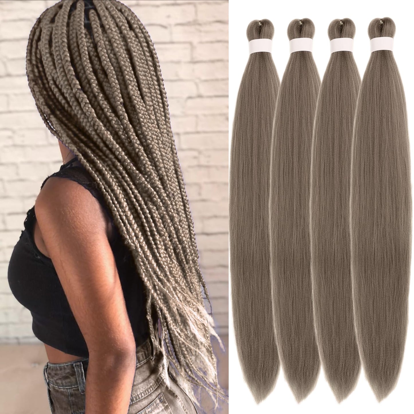 Purple Braiding Hair Pre stretched Knotless 26 inch | Hypoallergenic Synthetic Purple Prestretched Ez Braid Knotless Itch Free Soft Yaki Texture Hot Water Setting WN420