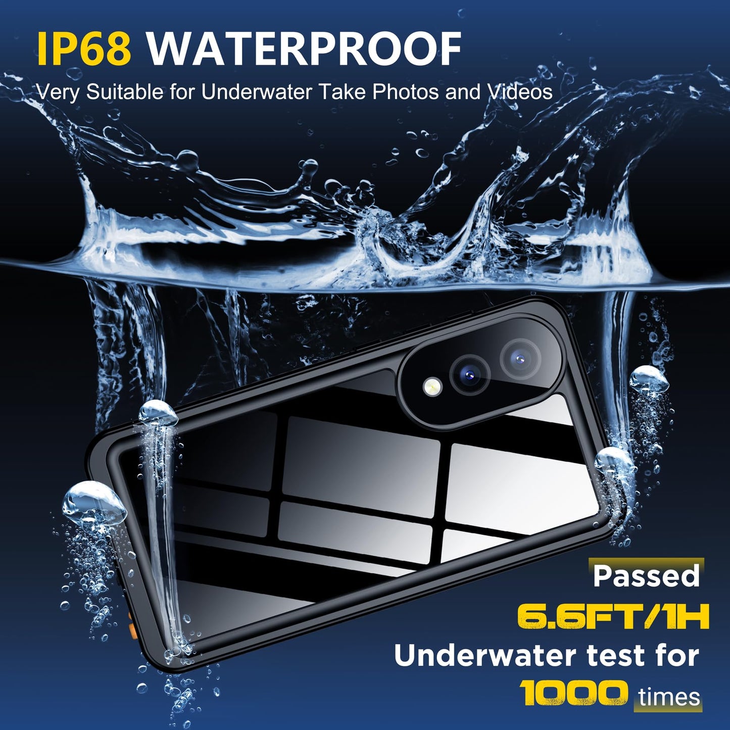 SPIDERCASE Designed for Samsung Galaxy S23 Case Waterproof,Built-in Screen & Camera Lens Protector[IP68 Underwater][Military Grade Shockproof] Full Body Protection Phone Case, Black/Clear WN420