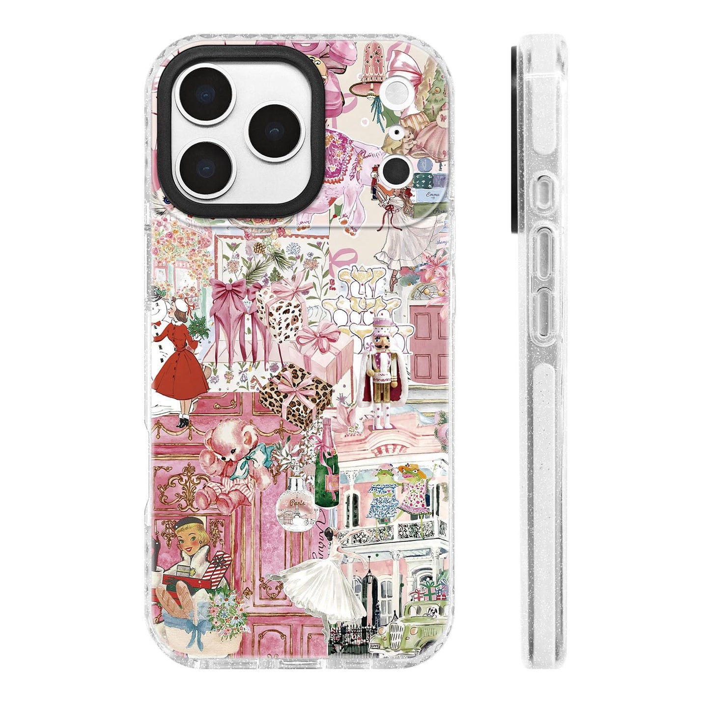 for iPhone 16 Pro Case [Military-Grade Drop Protection/Stylish Soft TPU Protective/Camera Protection/for Women & Girls] - Beach Party Collage Pattern with Mermaid WN420