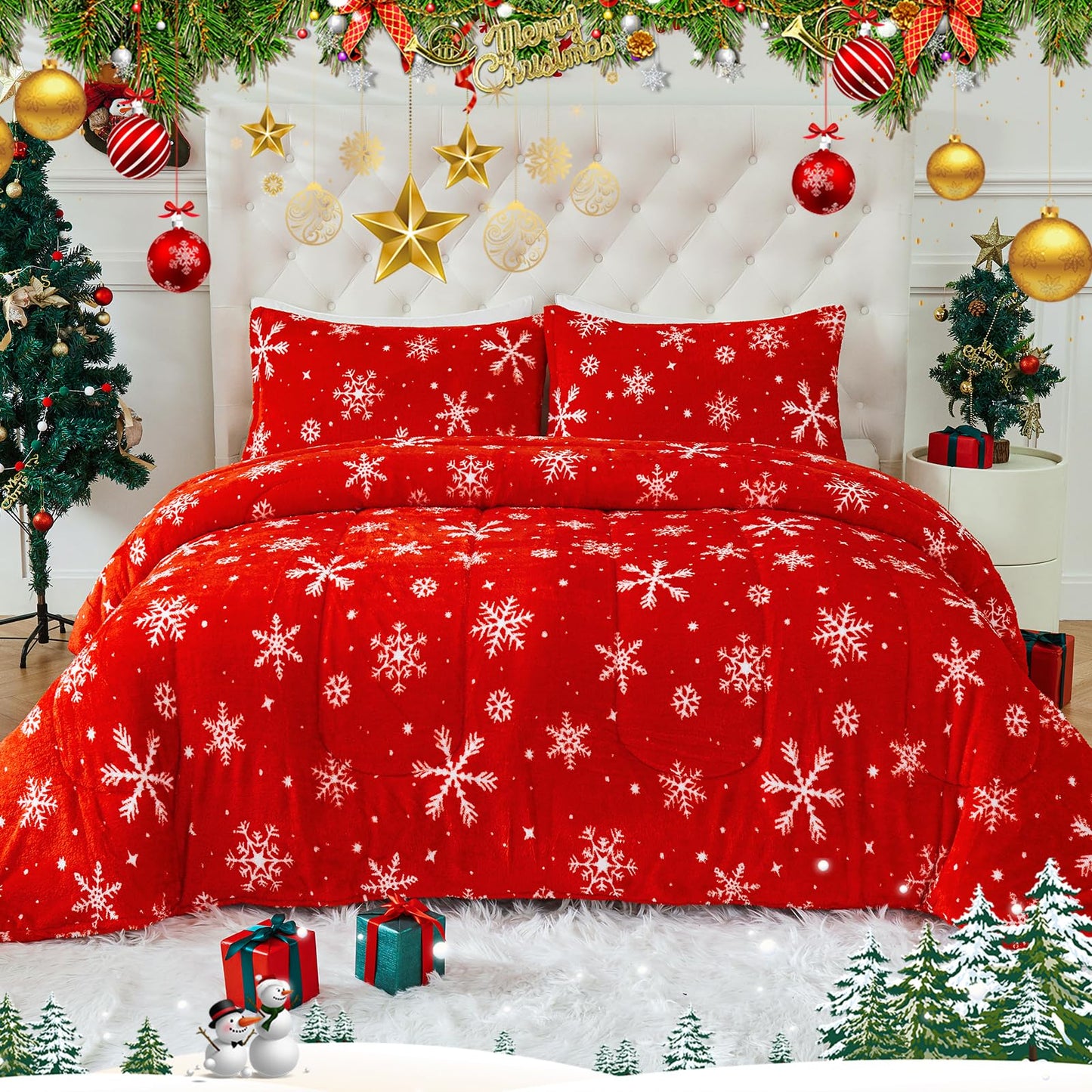 YIYEA Fluffy Queen Size Comforter Set, Luxury Faux Fur Comforter, Ultra Soft Plush Fuzzy Velvet Bedding Comforter Sets for Fall Winter, Cozy Warmth, No Shedding, 3PC, Queen, Light Grey BST326H