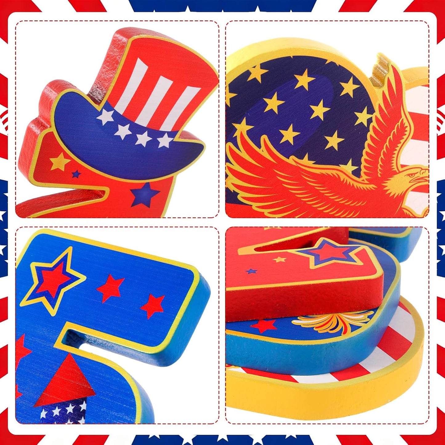 HOWAF 4th of July Decorations Table Decor, USA 250th Anniversary Decorations Wooden Table Centerpiece, America Independence Day 250th Birthday Table Topper BST326L