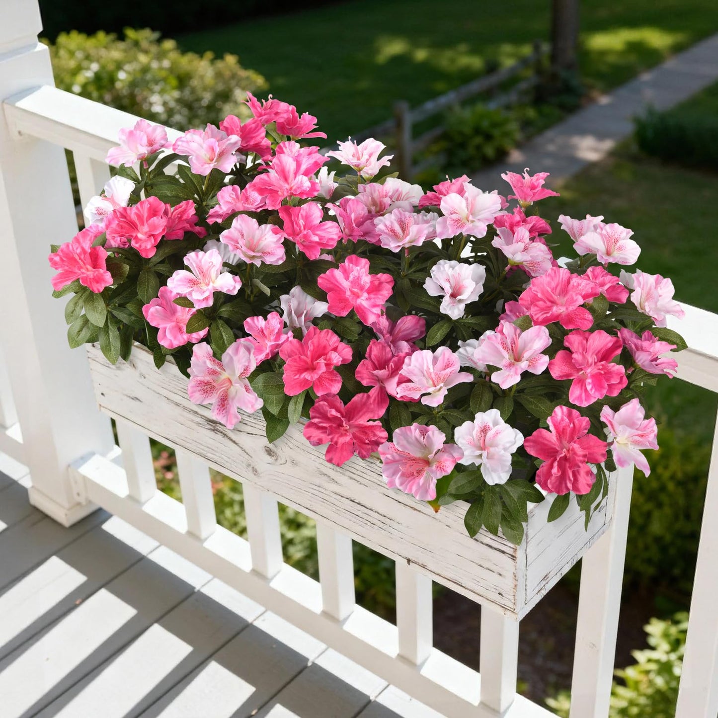 Hommyea Artificial Fake Flowers for Outdoor, 8 Bundles Faux Plants Silk Flowers Spring Decoration UV Resistant No Fade Plastic Flowers for Outside Planters Home Porch Patio Yard Garden Decor WN420