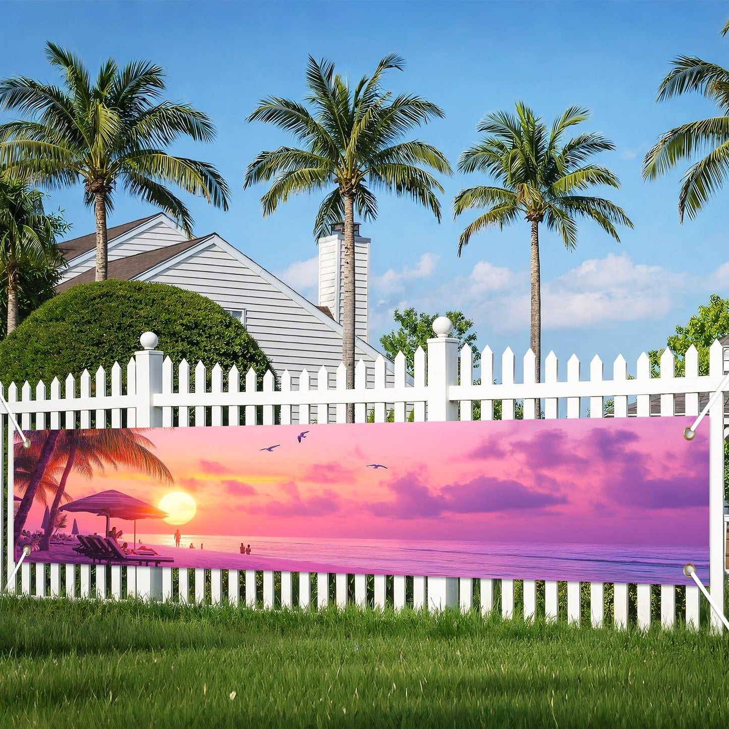 BlissYard Hello Summer Banner 118 x 20 Inch Pool Party Decorations Beach Surfboard Watermelon Tropical Fence Sign Hawaiian Luau Outdoor Backyard Wall Decor BST220