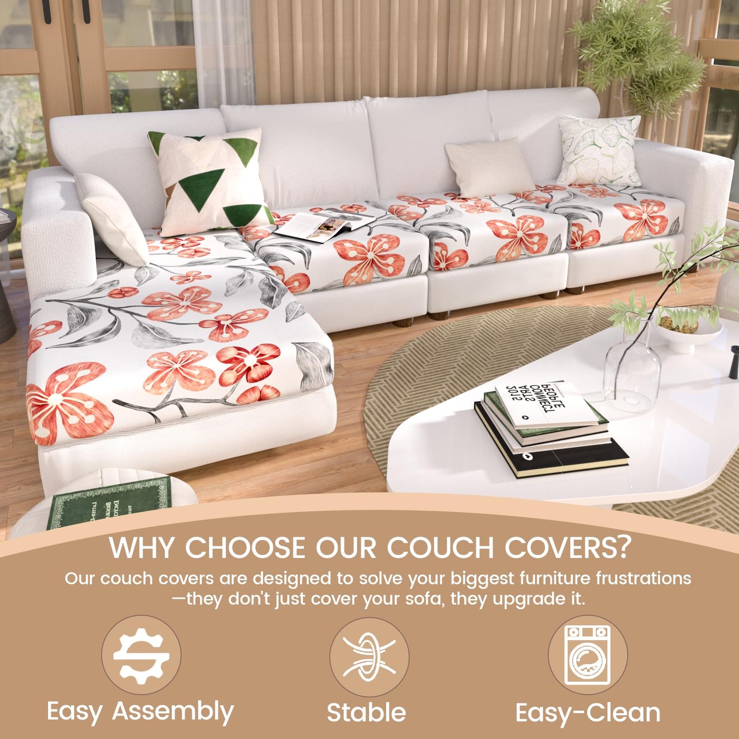 Stretch Couch Cushion Covers for Individual Sofa Seat Cushion,Washable Slipcover for Chair Loveseat Sofa,Furniture Protector Cushion Sofa Cover(Backrest or Seat) BST326H