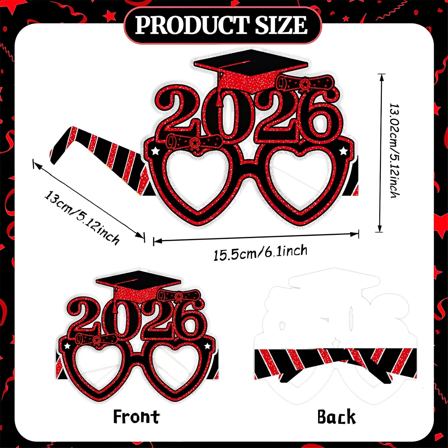 2026 Graduation Party Decorations Glasses, 12 Pcs Class of 2026 Grad Party Eyeglasses Photo Props, Graduation Photo Booth Props for Women Men College Graduation Favors Supplies (Blue) BST326L
