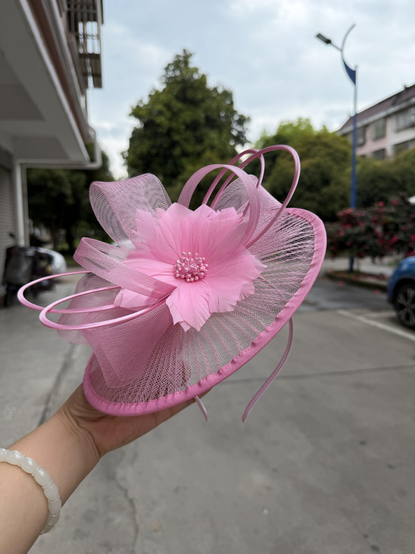 SAFERIN Elegant Women's Fascinator Hat with Veil and Feather Hair Clip Headpiece for Weddings Tea Party WN420