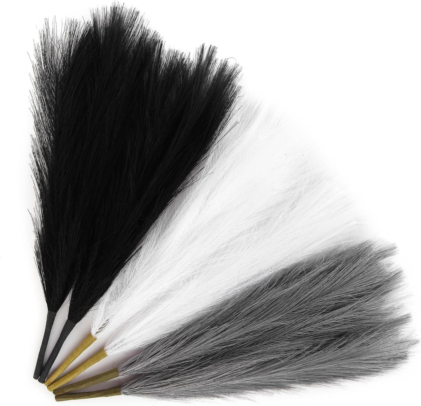 Black Pampas Grass Decor, 17.7 Inch 6pcs for Home Wedding Party, Small Vase | Artificial Pampas Grass in Fluffy Grey and White Short Stems, Durable No Shedding, Vase Filler for Table Centerpieces BST202