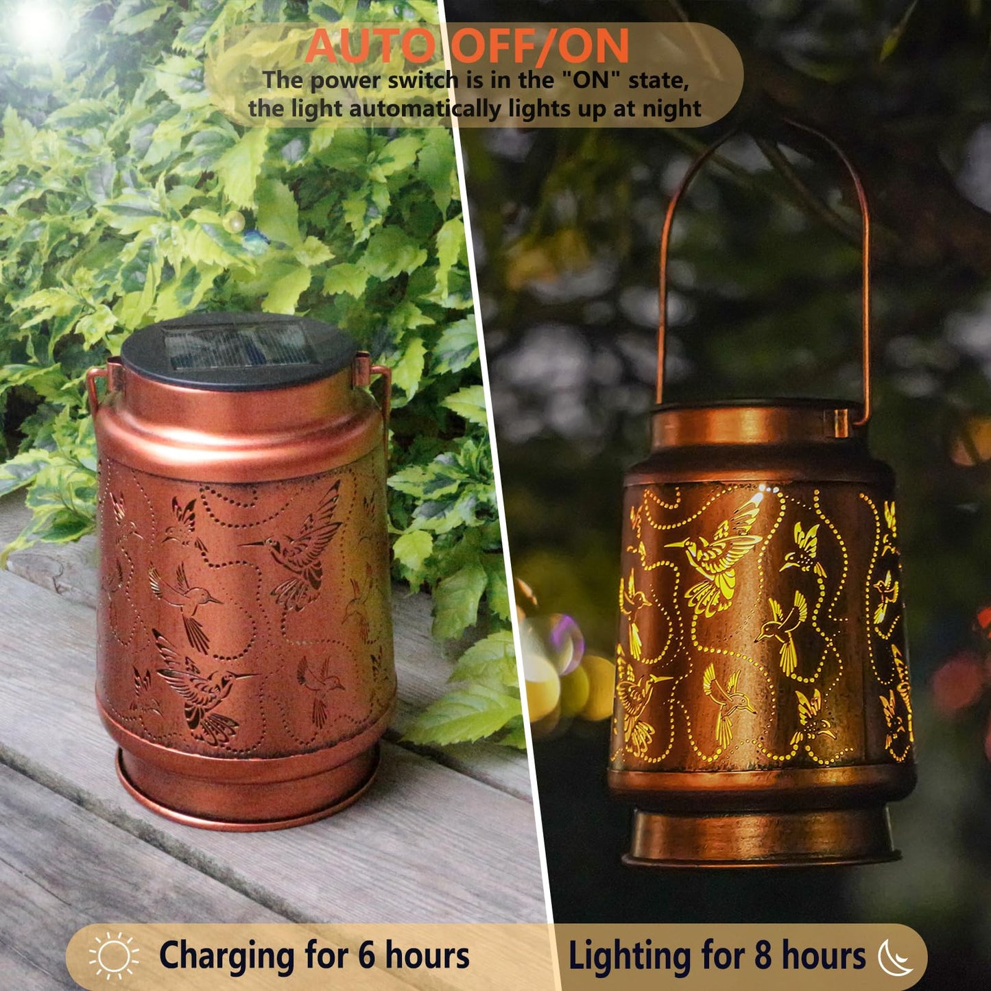 Solar Lanterns Outdoor Waterproof Butterfly Garden Decor Birthday Gifts for Women Mom Grandma, Hanging Solar Lights Metal Lantern Decoration Outside for Yard, Patio, Backyard, Porch