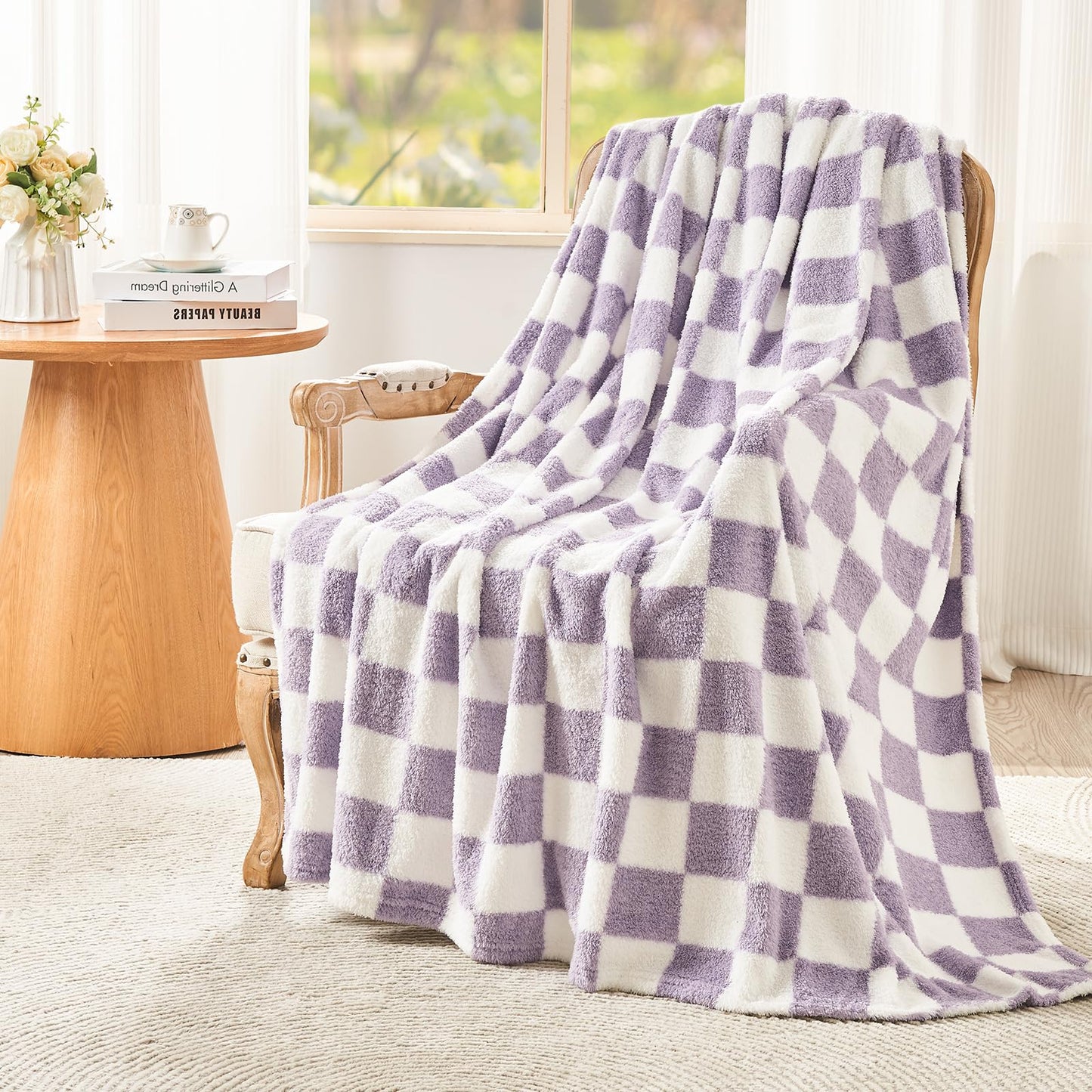 EMME Fleece Blanket, 3D Jacquard Throw Blanket for Couch and Bed, Soft Cozy and Fluffy Blankets Lightweight Luxury Flannel with Waffle Design (Navy Blue, 50" x 60") BST202