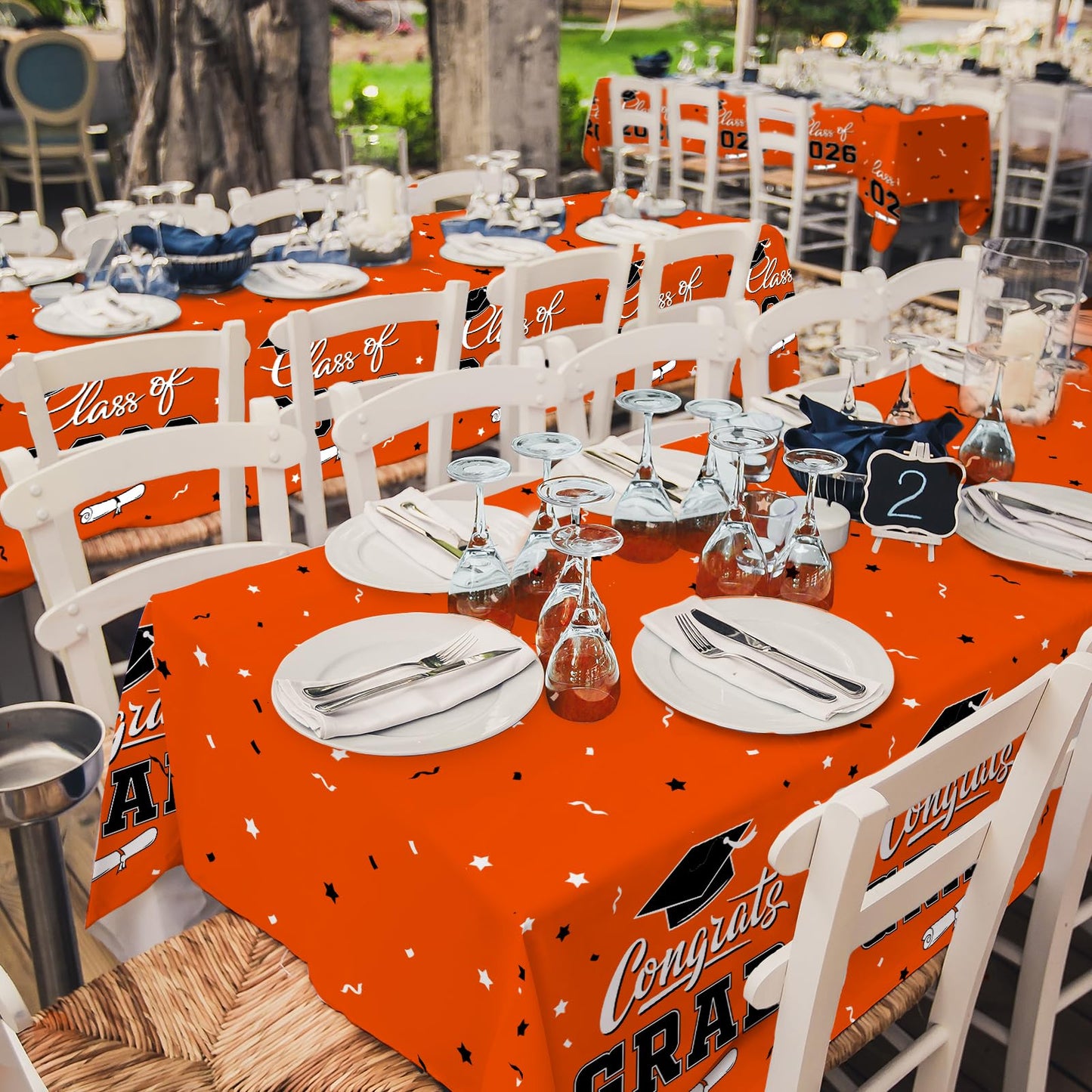 Gatherfun 2026 Graduation Decorations : 2-Pack Congrats Grad Disposable Tablecovers - Class of 2026 Red Themed Table Cloths, for Graduation Party Supplies & Graduation Backdrop, 54" X 108" BST326L