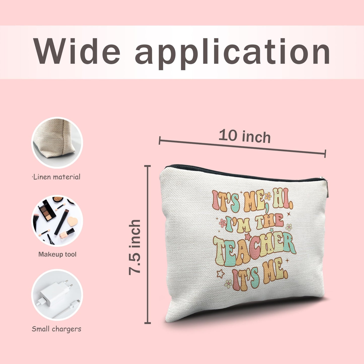 Nogrit Teacher Accessories Survival Kit Makeup Cosmetic Bag,Groovy It's Me Hi I'm the Teacher Makeup Travel Toiletry Bag,Back to School Thank You Gifts for Best Teachers Gifts BST220