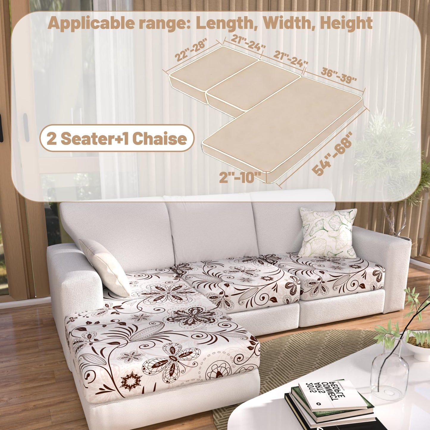 Stretch Couch Cushion Covers for Individual Sofa Seat Cushion,Washable Slipcover for Chair Loveseat Sofa,Furniture Protector Cushion Sofa Cover(Backrest or Seat) BST326H