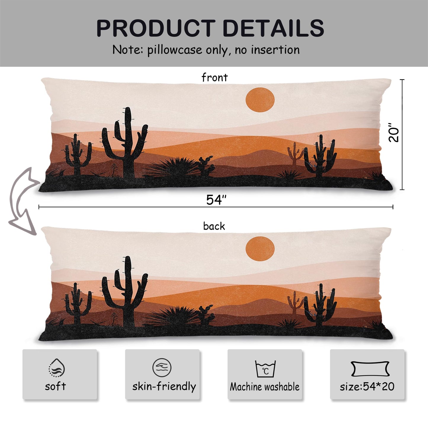 Boho Sun Sunshine 21x54 Body Pillow Cover Case, Modern Neutral Boho Horizontal Sun Sunset Sunrise Decorative Long Hug Pillow Cases for Bed Couch BST220