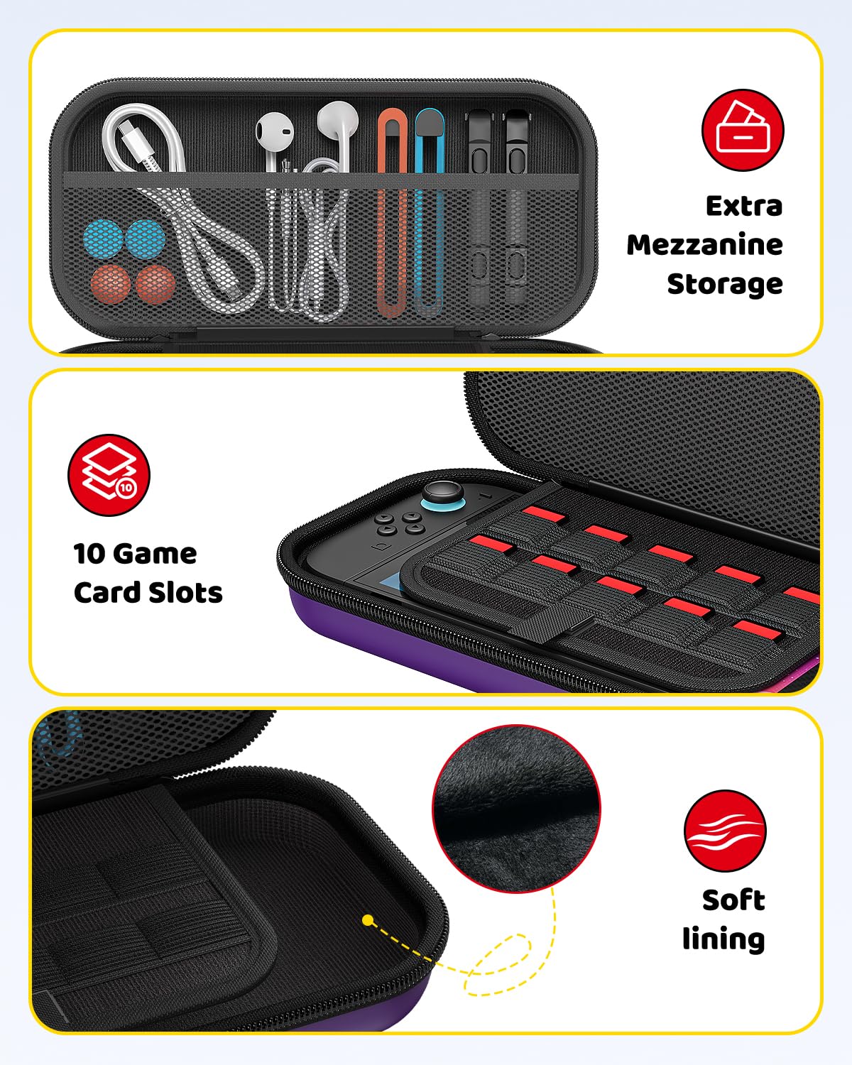 Klipdasse Switch 2 Carry Case for Nintendo Switch 2/1/OLED, Hard Shell with Soft Lining, 10 Game Card Slots, Silicone Handle, for Switch 2 Slim Case 2025 (Blue) WN420