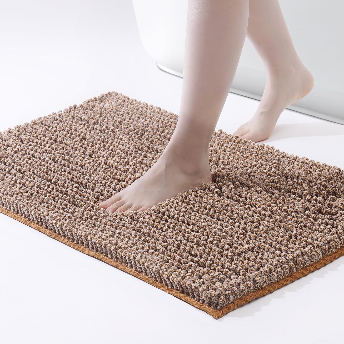 FRESHMINT Chenille Bathroom Rugs Mat 24"x17", Non-Slip Bath Mat for Bathroom Floor & Bathtub, Washable Soft Shower Shag Bath Rugs, Fluffy Thick Water Absorbent Microfiber Shower Mat, Sage Green BST220