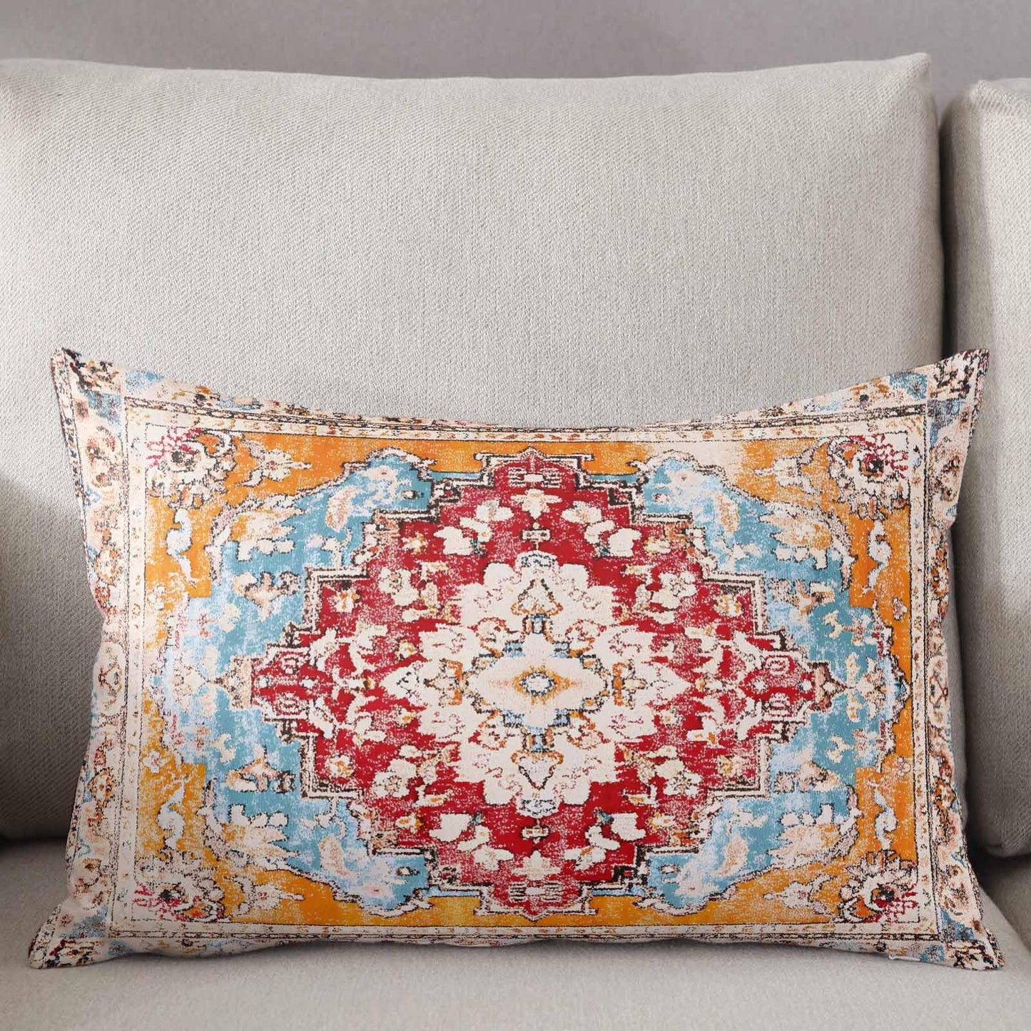 T&H XHome Pillow Covers 12x20 Inch Boho Style Orange Vintage Art Carpet Soft Brushed Microfiber Pillowcases with Hidden Zipper Closure Bed Pillow Shams for Bedroom Sofa Car BST202
