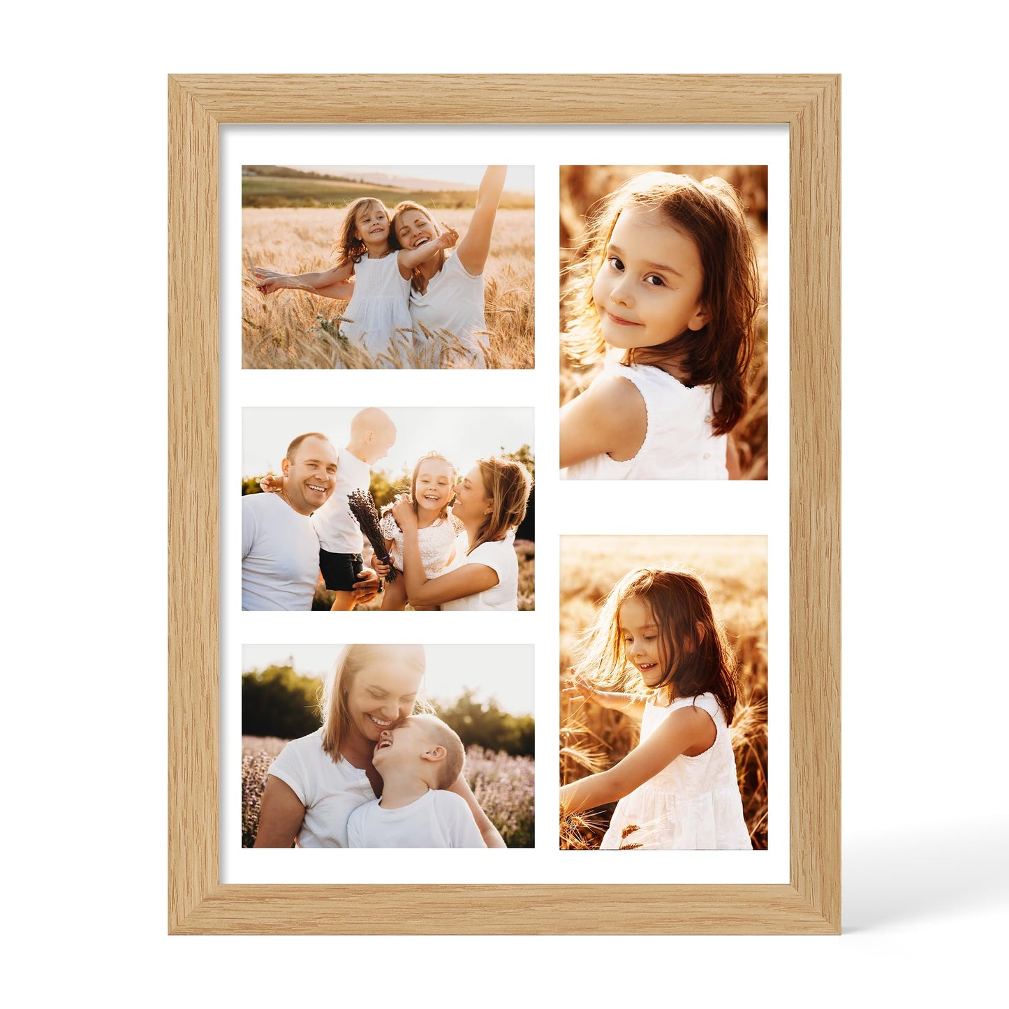 YESKAY 12x16 Picture Frame - 12 x 16 Photo Frame Made of Solid Oak Wood and Real Glass,Display Picture 4 Opening 5x7 with Mat or 12x16 Without Mat for Wall Mounting(Color Walnut) BST326H