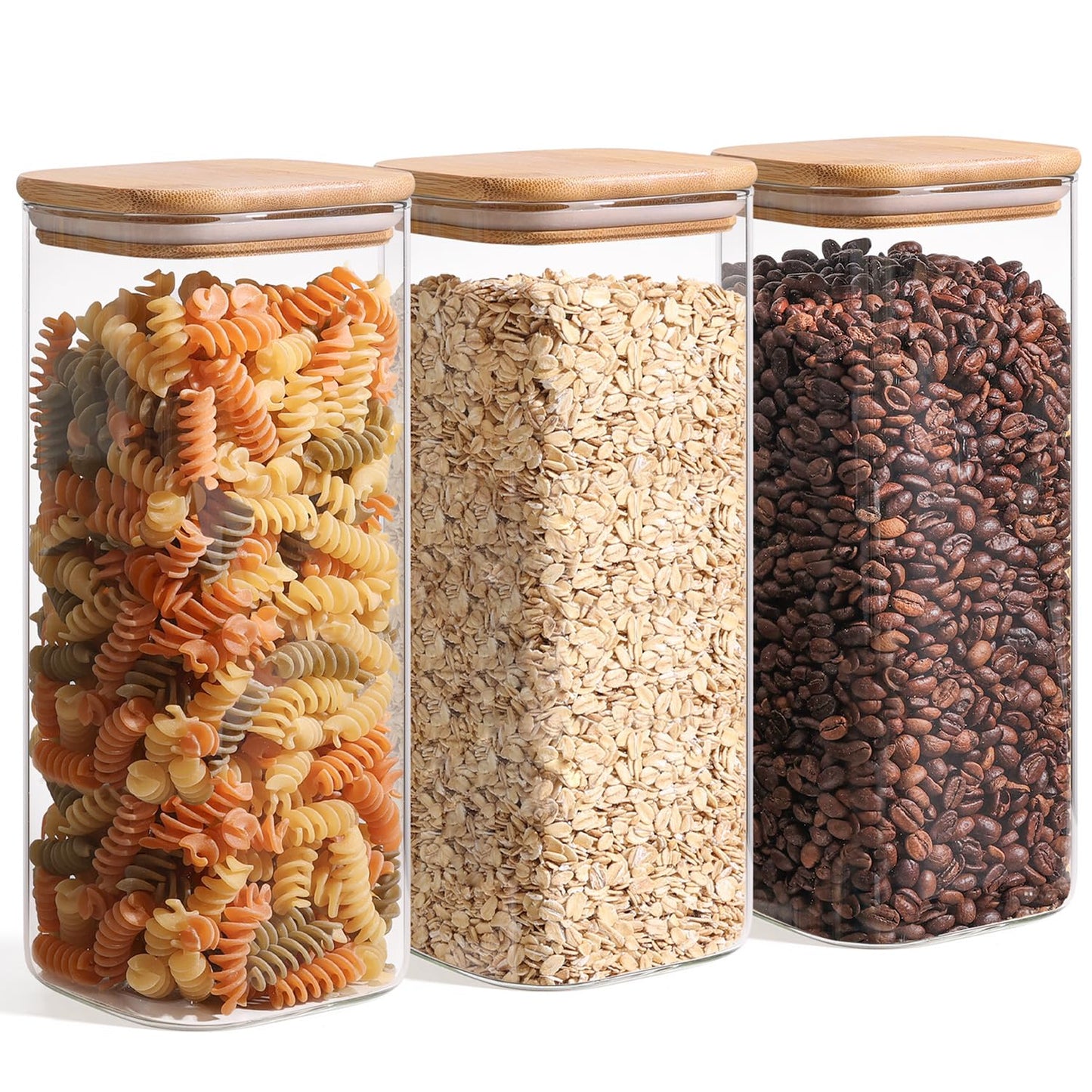 ComSaf 0.6 Qt Glass Food Storage Jars Set of 6, Clear Storage Containers with Airtight Lids, Pantry Organization Jar, Spice Jar, Blooming Tea, Coffee and Sugar Container, Canister Set for Kitchen BST220